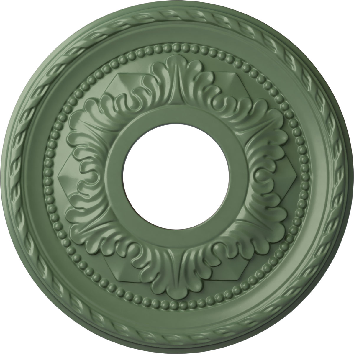 Ekena Millwork CM12PMAGF Palmetto 12.125-in W x 12.125-in L Painted Athenian Green Polyurethane Whole Ceiling Medallion