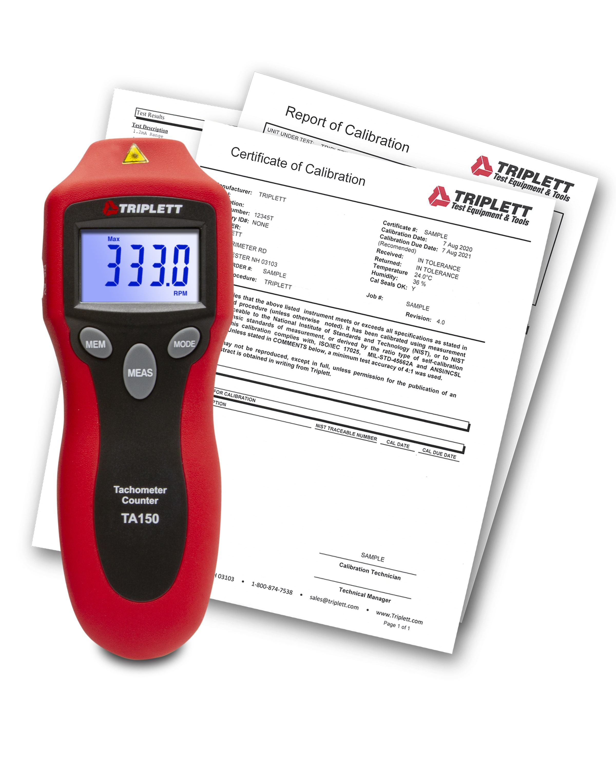 TRIPLETT TA150-NIST Lcd Display Tachometer Specialty Meter