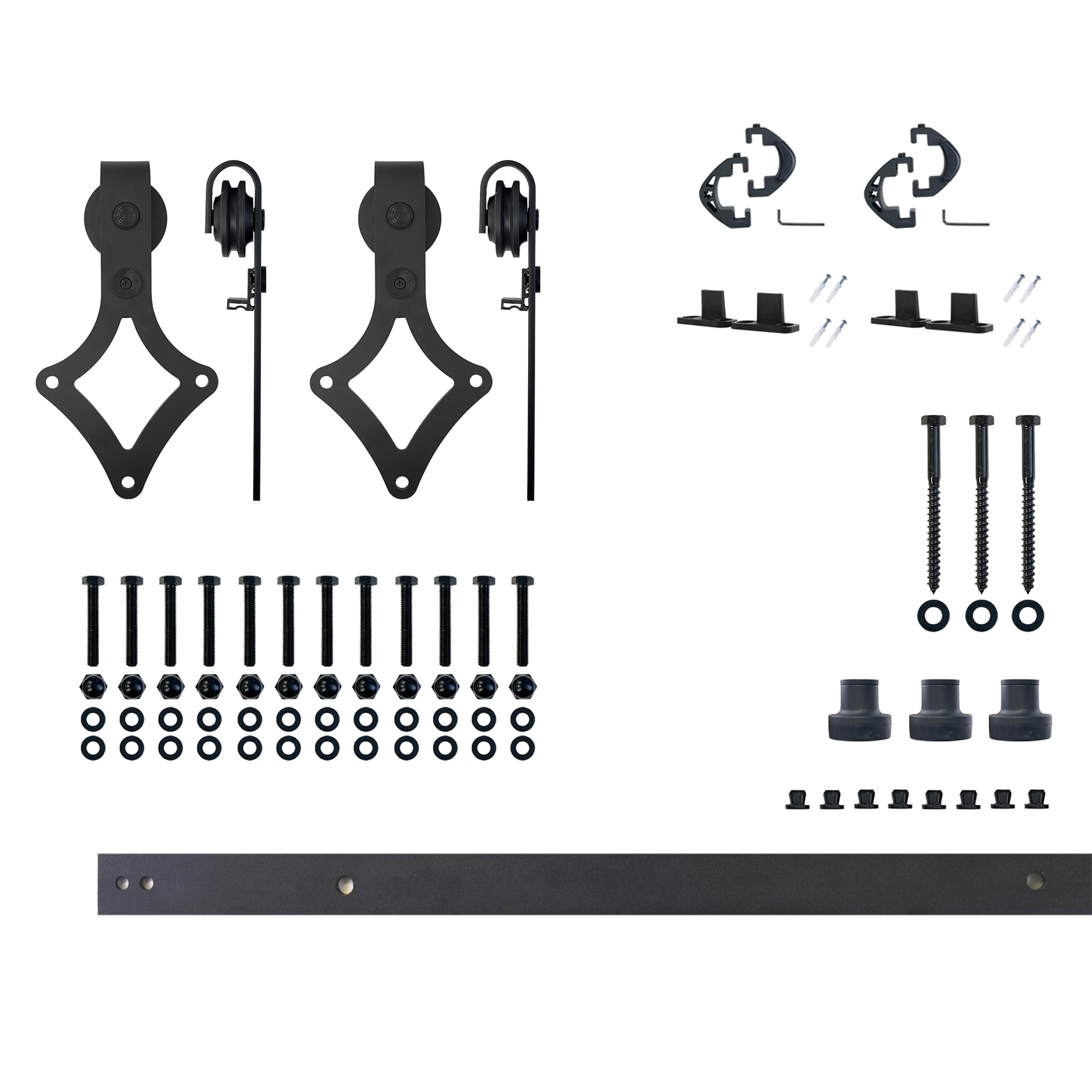 HOMACER LX2TGH048C 48-in Rustic black Black Indoor Diamond Double Barn door hardware kit