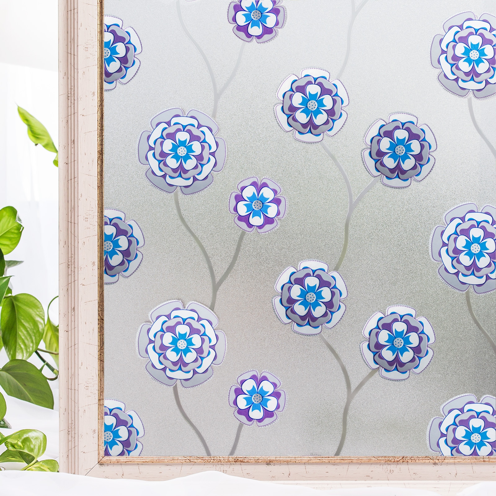 Cotton Colors CT044-BL 35-1/4-in x 78-in blue Decorative Window Film