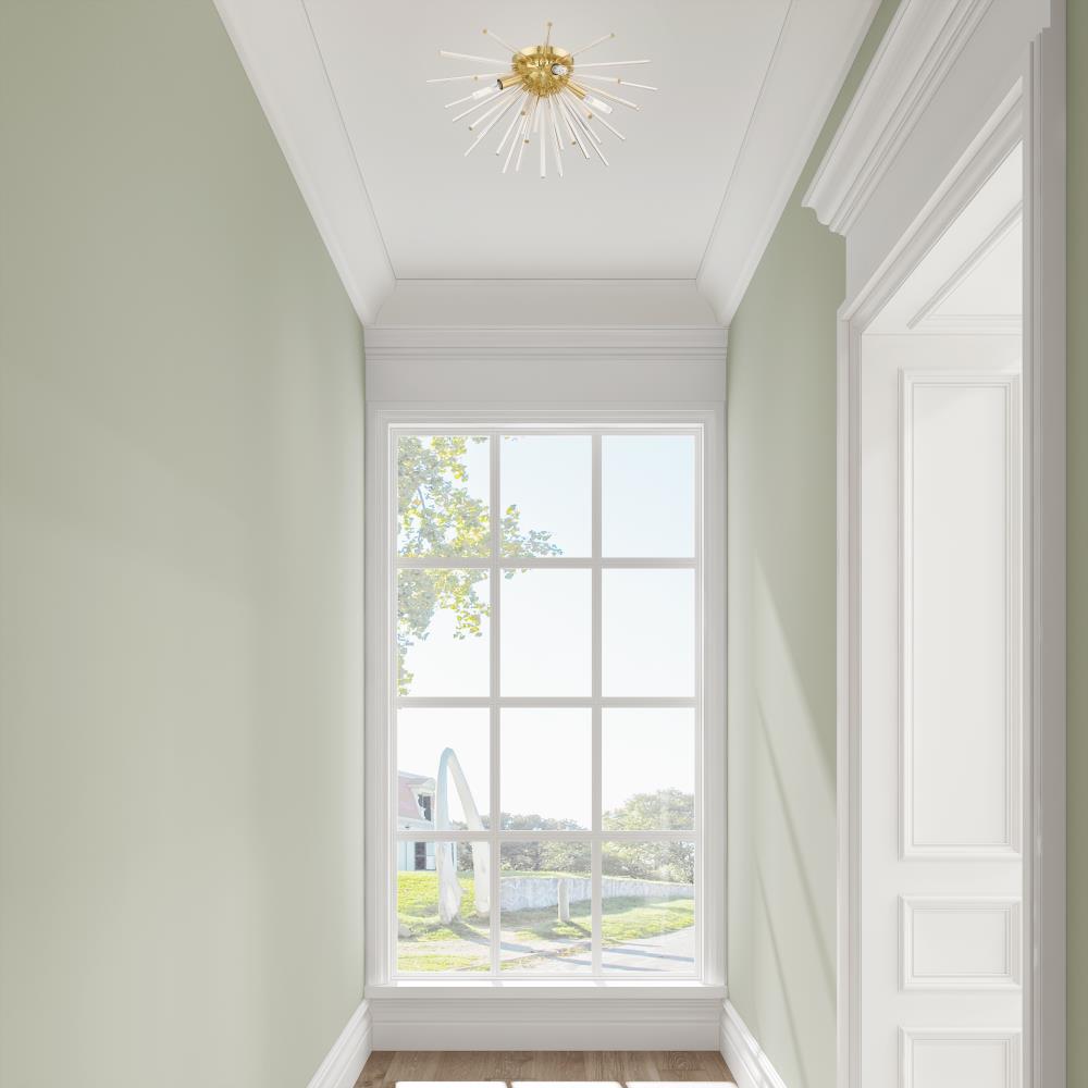 Elysian Satin Brass 4-Light Flush Mount with Crystal Rods