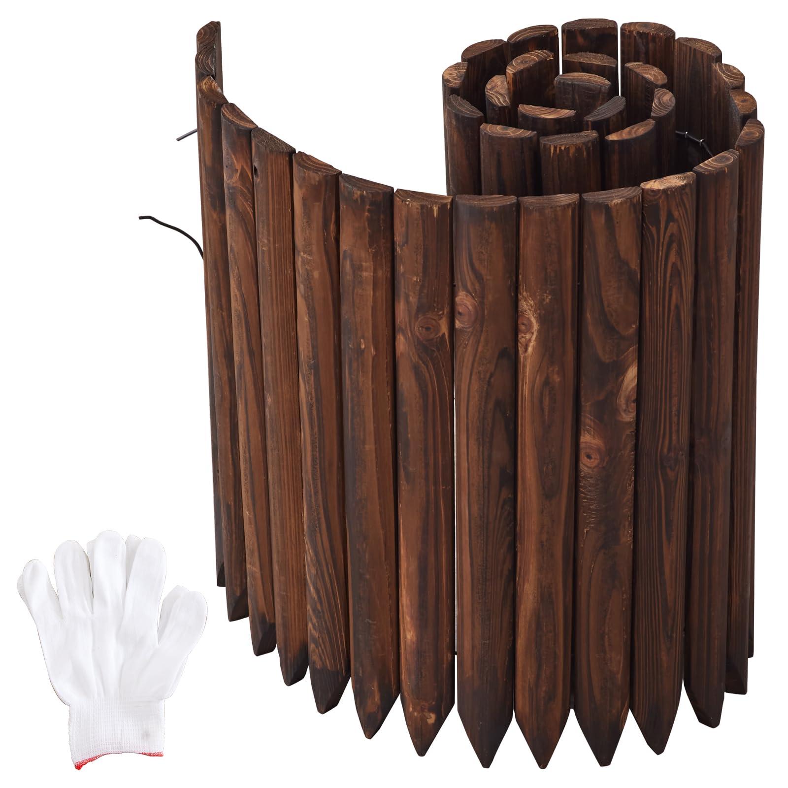 AOIZGMY  Garden Border Edging Flexible Wooden Landscape Fence for Lawn Flower Bed Vegetable Garden Corrosion Resistant Easy Install 15 Point 7