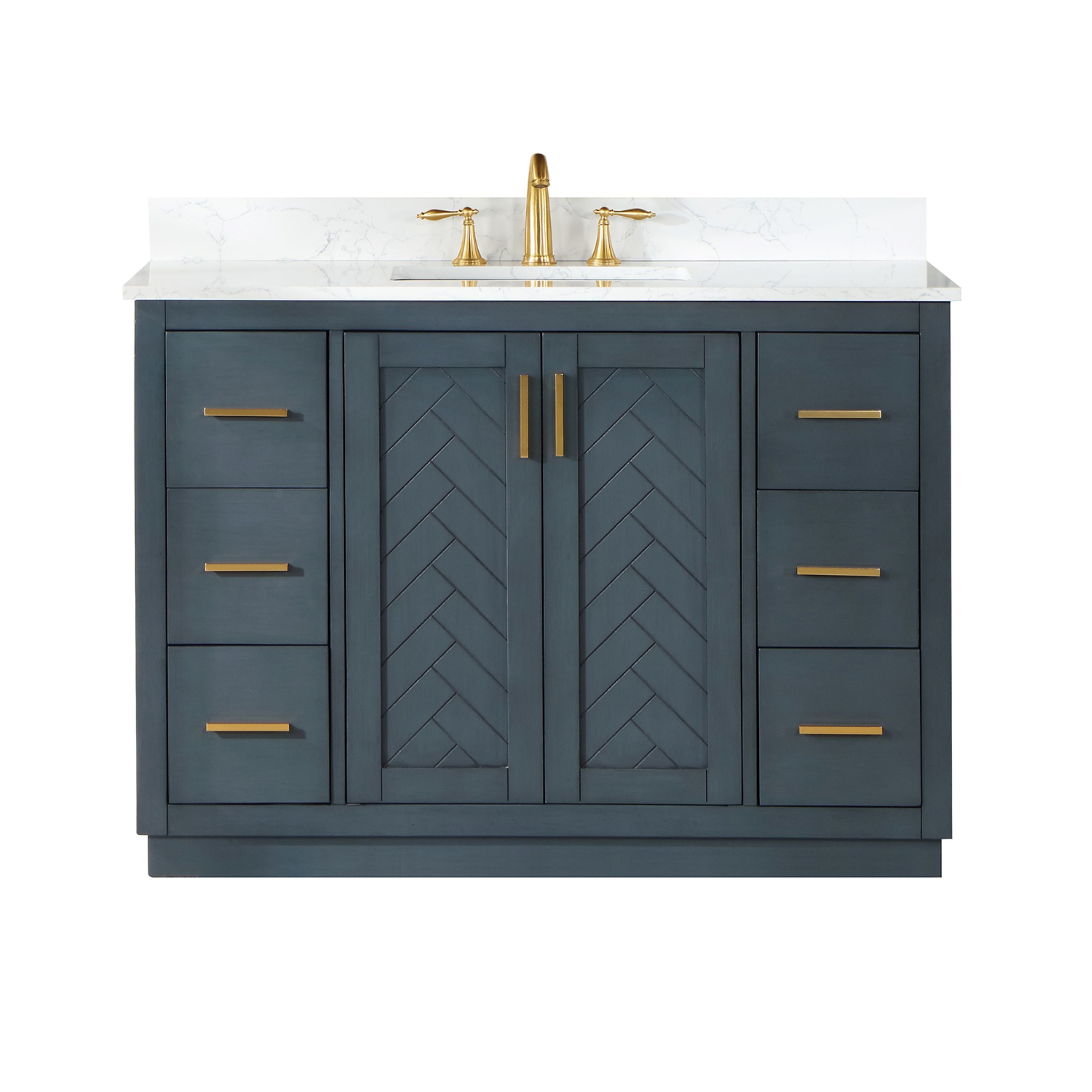 Altair Gazsi 48 In Classic Blue Undermount Single Sink Bathroom Vanity With Grain White