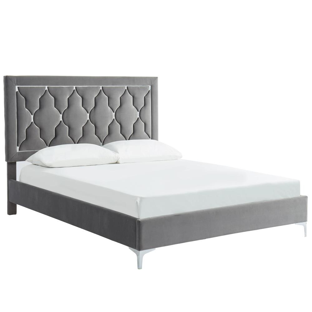 Worldwide Homefurnishings Grey Queen Upholstered Platform Bed In The   16222296 