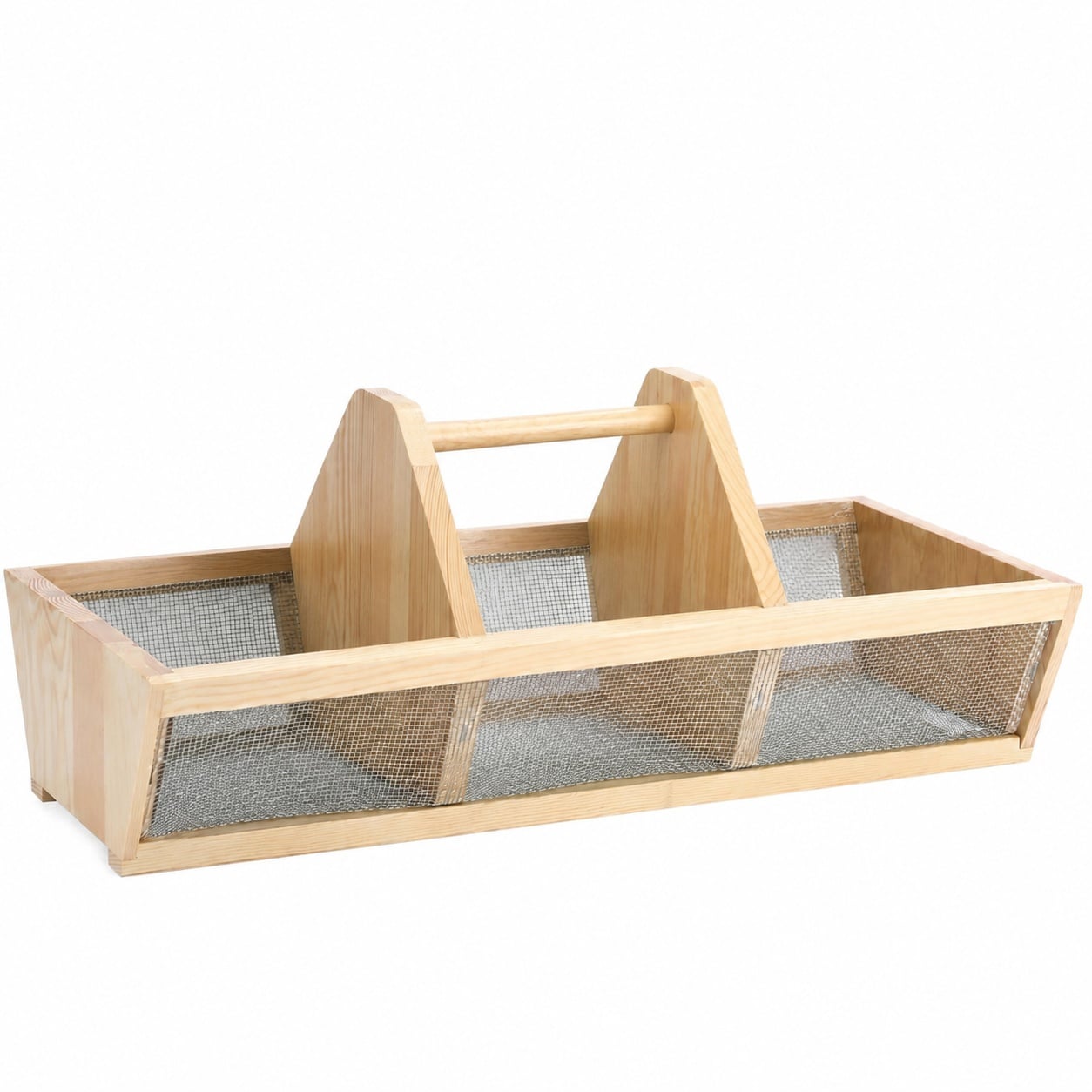 Aoibox 20 x 10 x 8 in Wood and Metal Mesh Garden Harvest Basket with Center Divider and Handle Picnic Basket #LABYZRLX