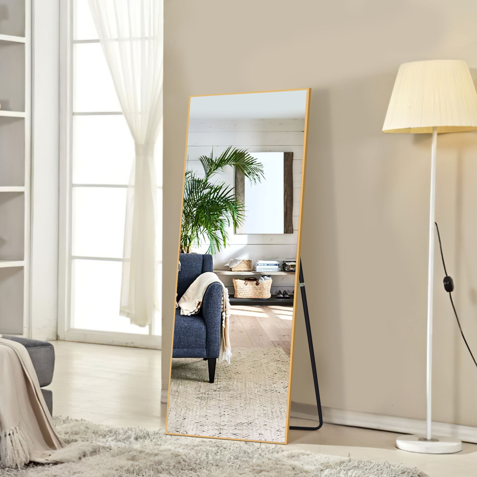 Dovelina LS-A-MR01288 16-Inches W x 48.0-Inches H Rectangle Gold Framed Full Length Wall Mirror