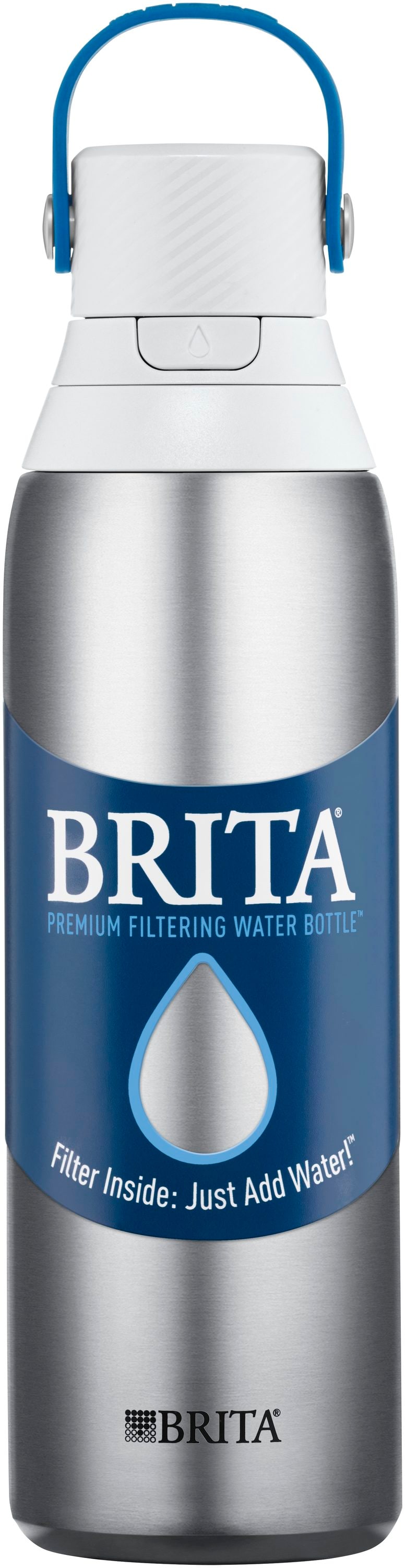 Brita Insulated Filtered Water Bottle with Straw, Reusable, Stainless Steel  Metal, Glacier, 20 Ounce
