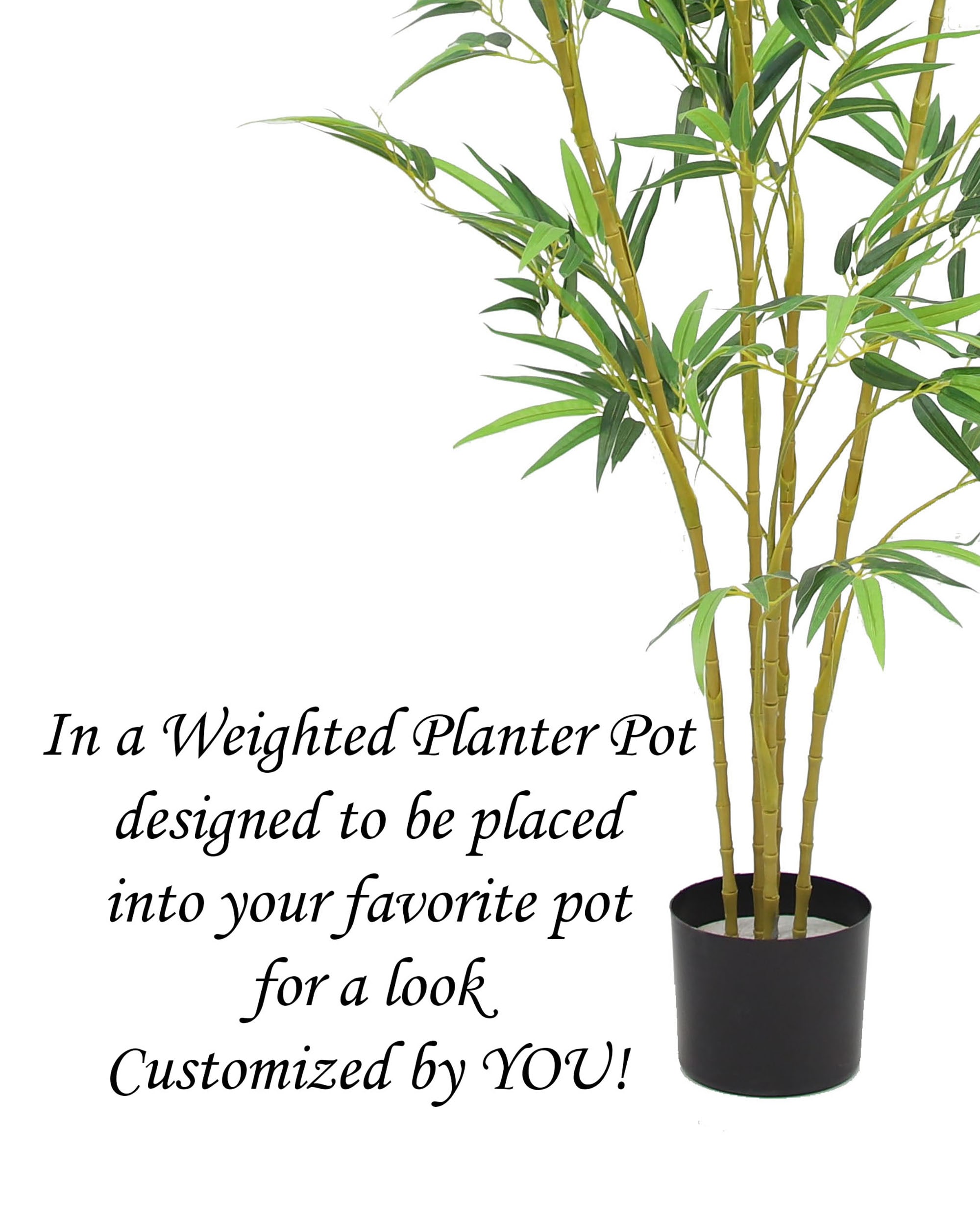 60" Real Touch Green Bamboo Tree in Black Matte Planter Pot