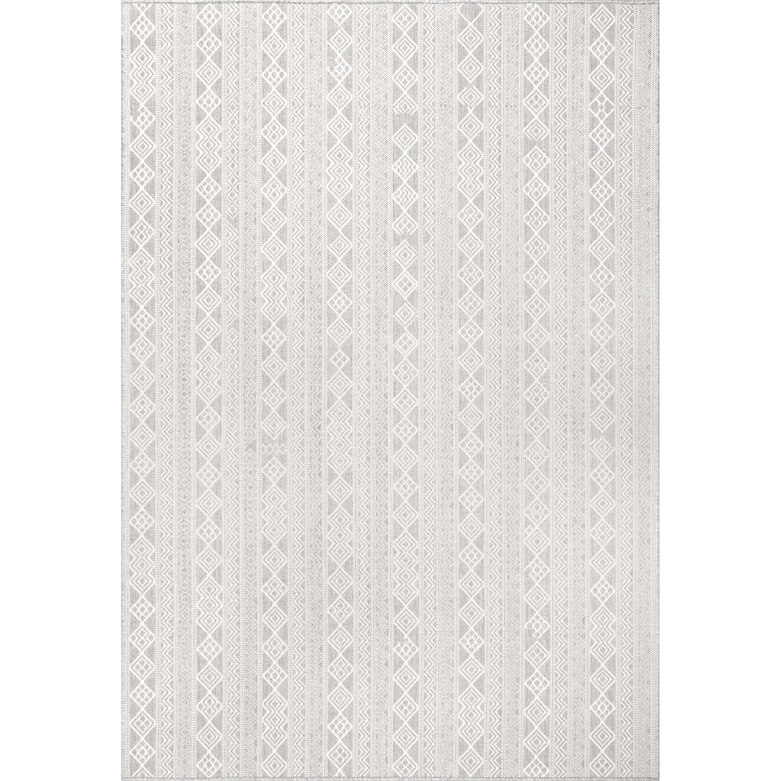 nuLOOM Cabana 5 x 8 Gray Indoor/Outdoor Geometric Area Rug in the