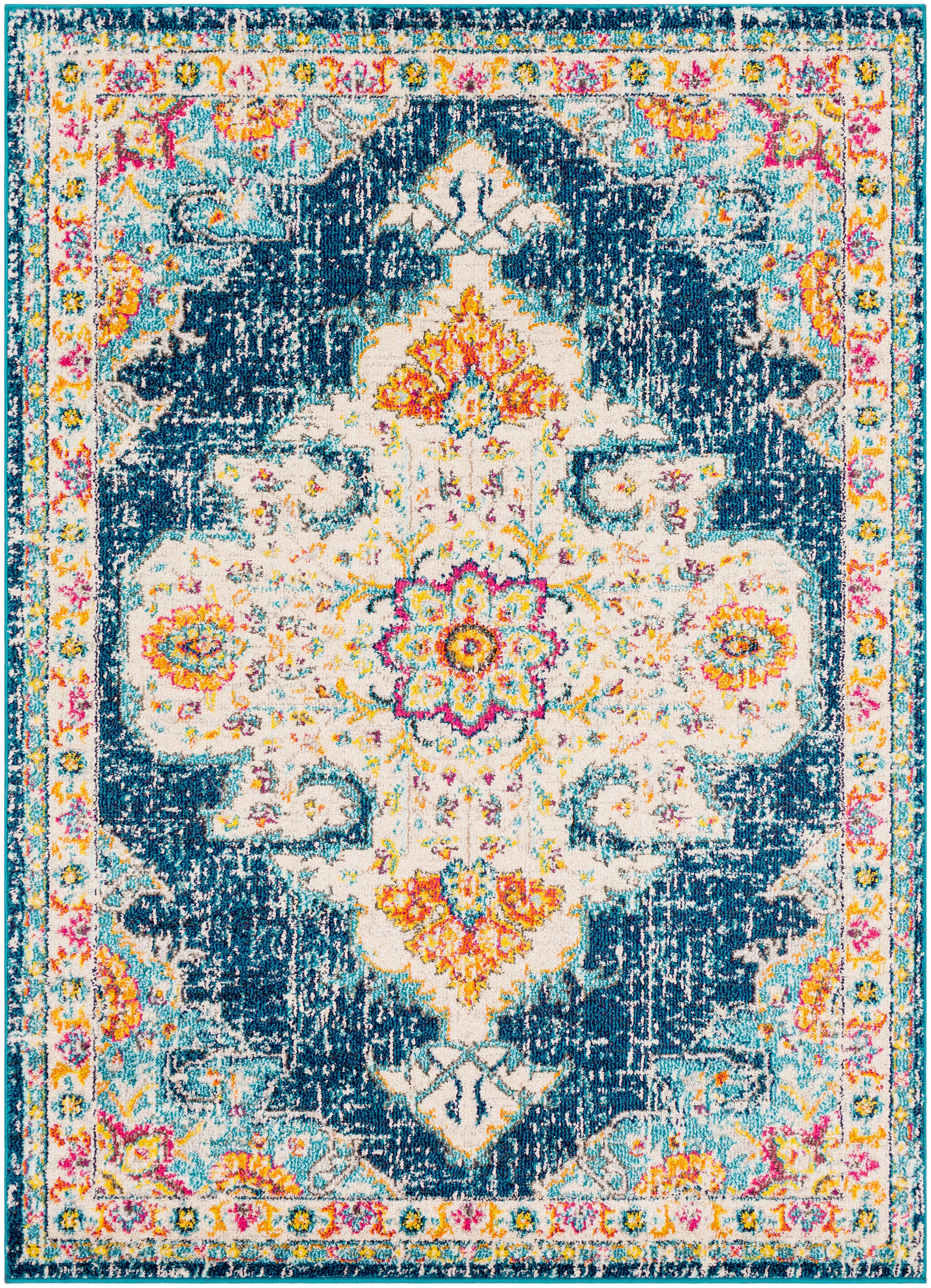 Surya MRC2308-5373 Morocco 5 x 8 (ft) Woven Polypropylene Navy Rectangular Indoor Medallion Oriental Line dry only Area rug
