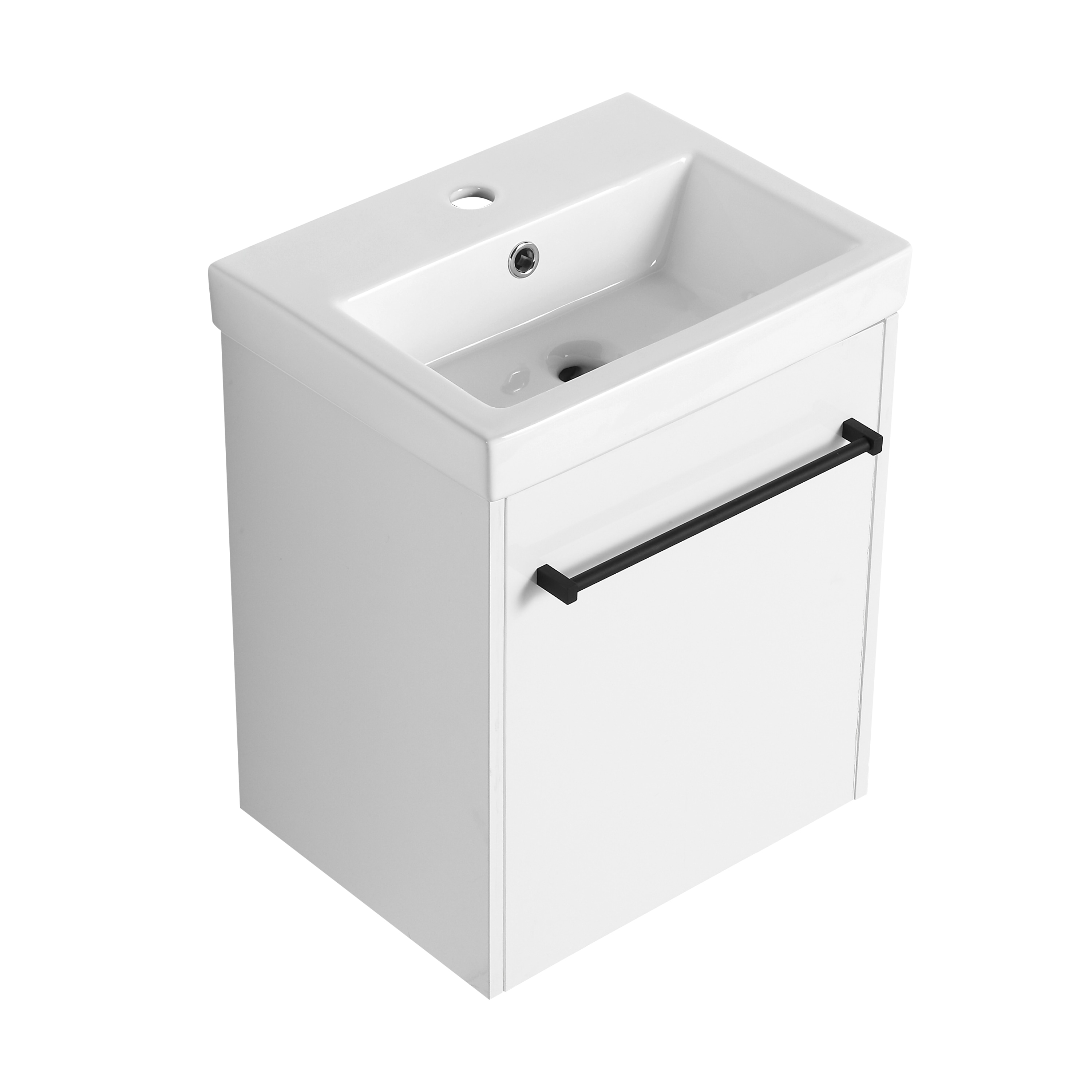 Ayelon 17.31 Glossy White Undermount Single Sink Floating Bathroom Vanity with White Ceramic Top