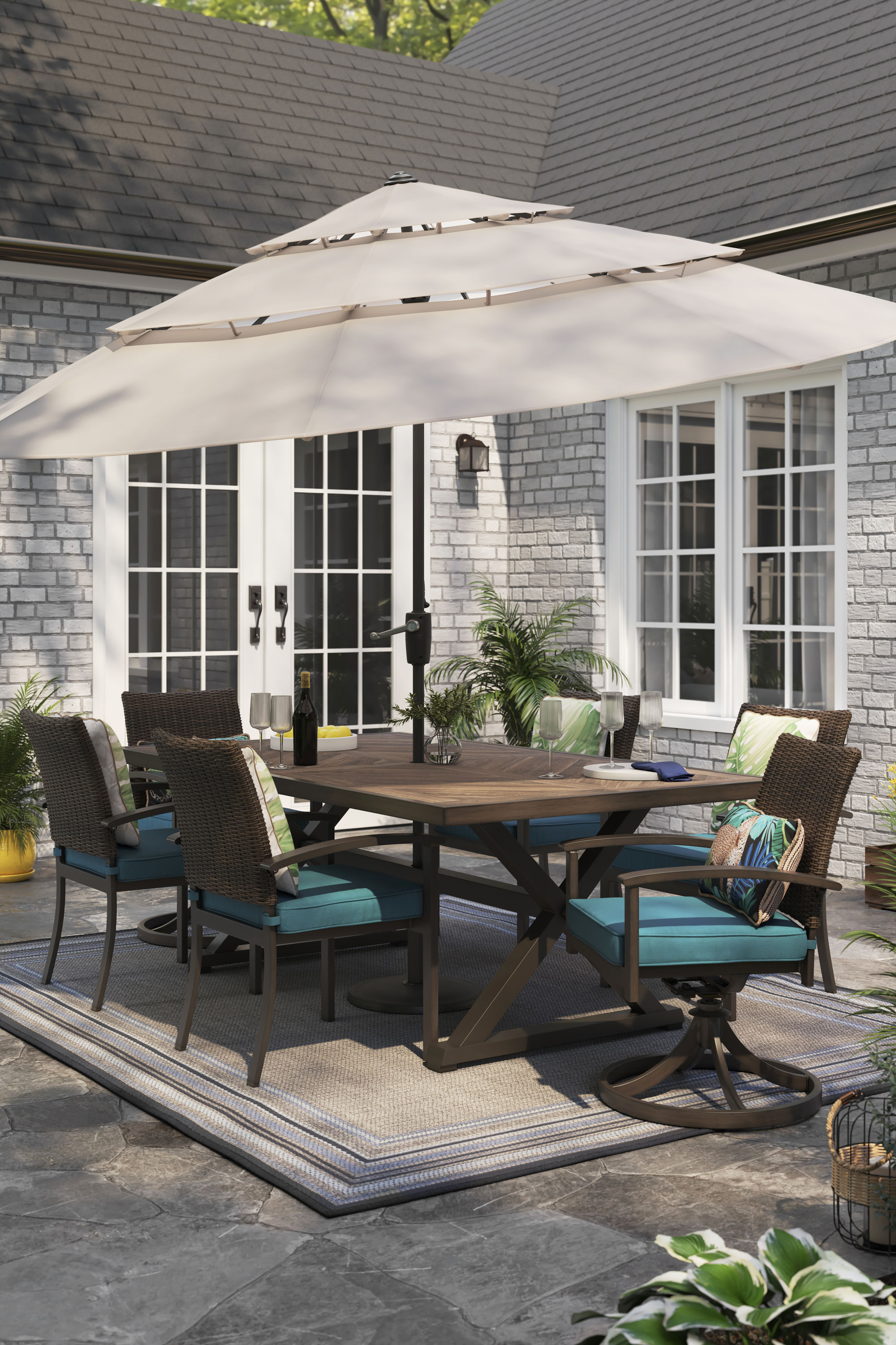 everett manor rectangle outdoor dining table