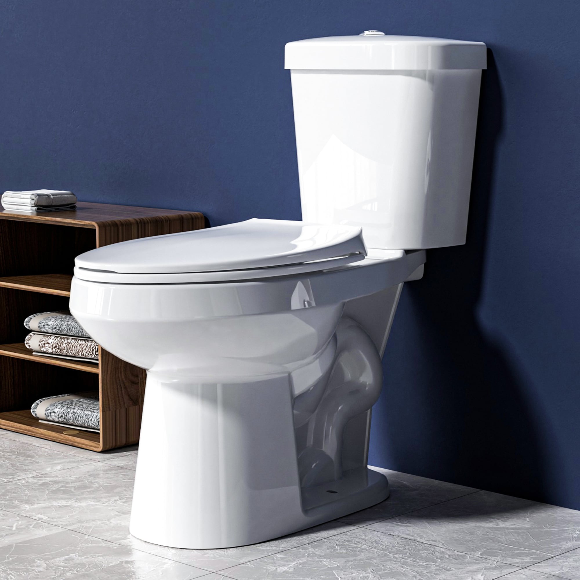 Miuara  17.5 Inch ADA Height Elongated Tall Toilet for Seniors 1.1 GPF and 1.6 GPF Dual Flush Comfort Chair Height Two Piece White High Toilet for Bathroom with Soft-close Seat