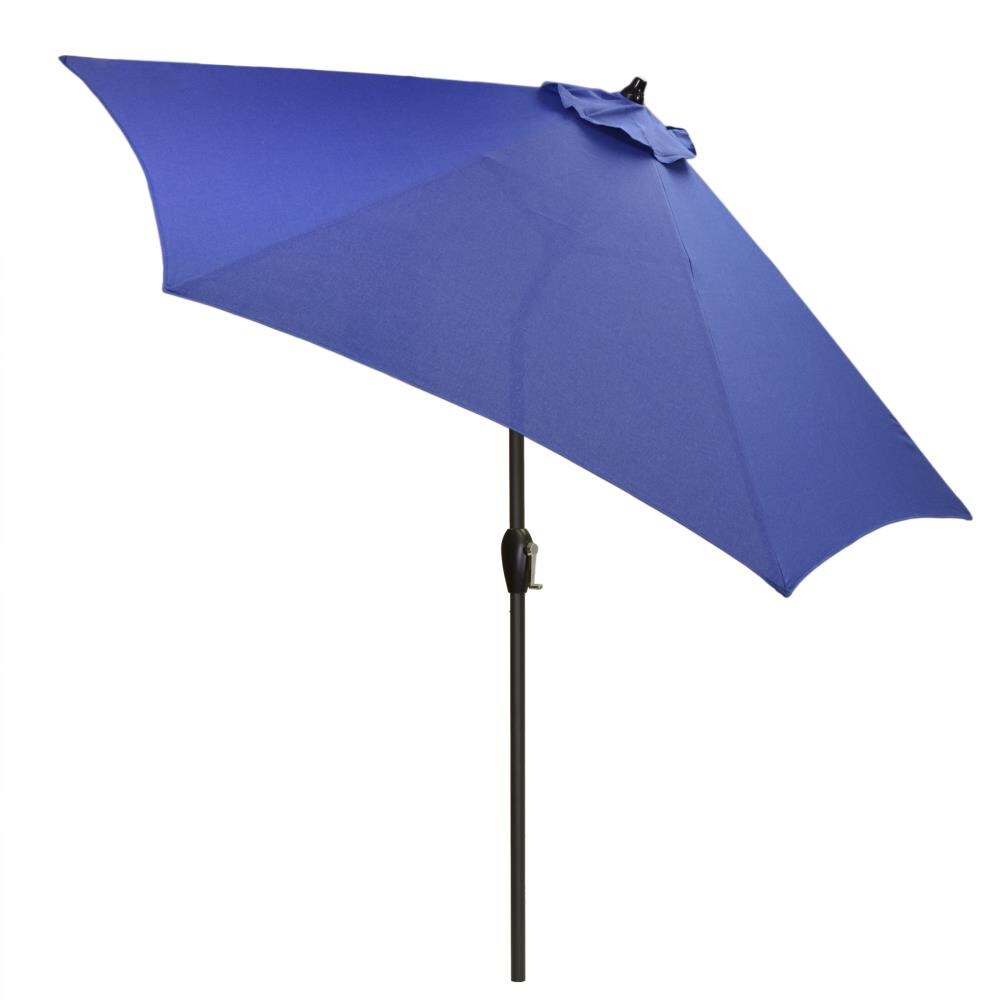 Plantation Patterns 9960-012167BK 9-ft Steel Blue Push-button Tilt Market Patio Umbrella