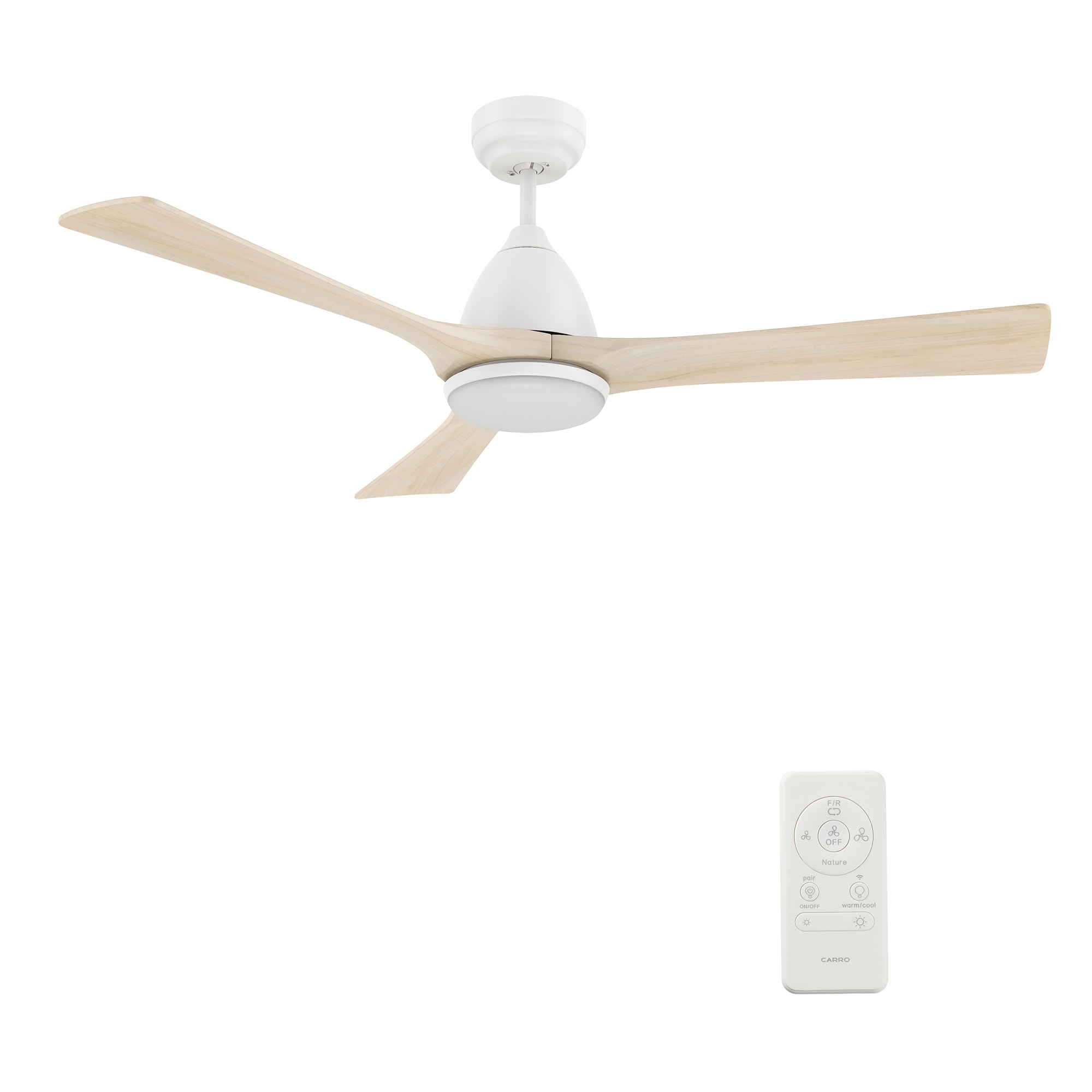 CARRO USA Antrim 52-in Silver with Solid Wood Antique Walnut Blades Indoor/Outdoor Smart Ceiling Fan with Light and Remote (3-Blade) LS523A2-L12-SM2-1 Sansujyuku sansujyuku.com