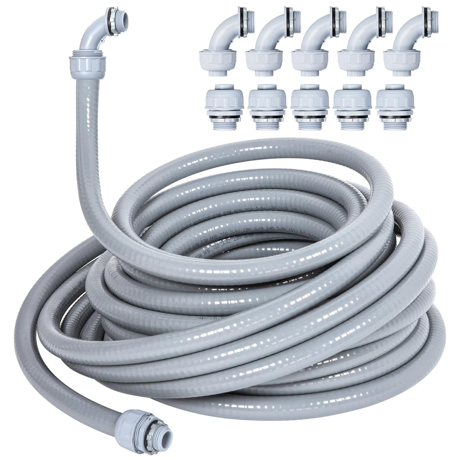 Misopily 3/4 Inch 25FT Liquid Tight Electrical Conduit Kit Flexible Non ...