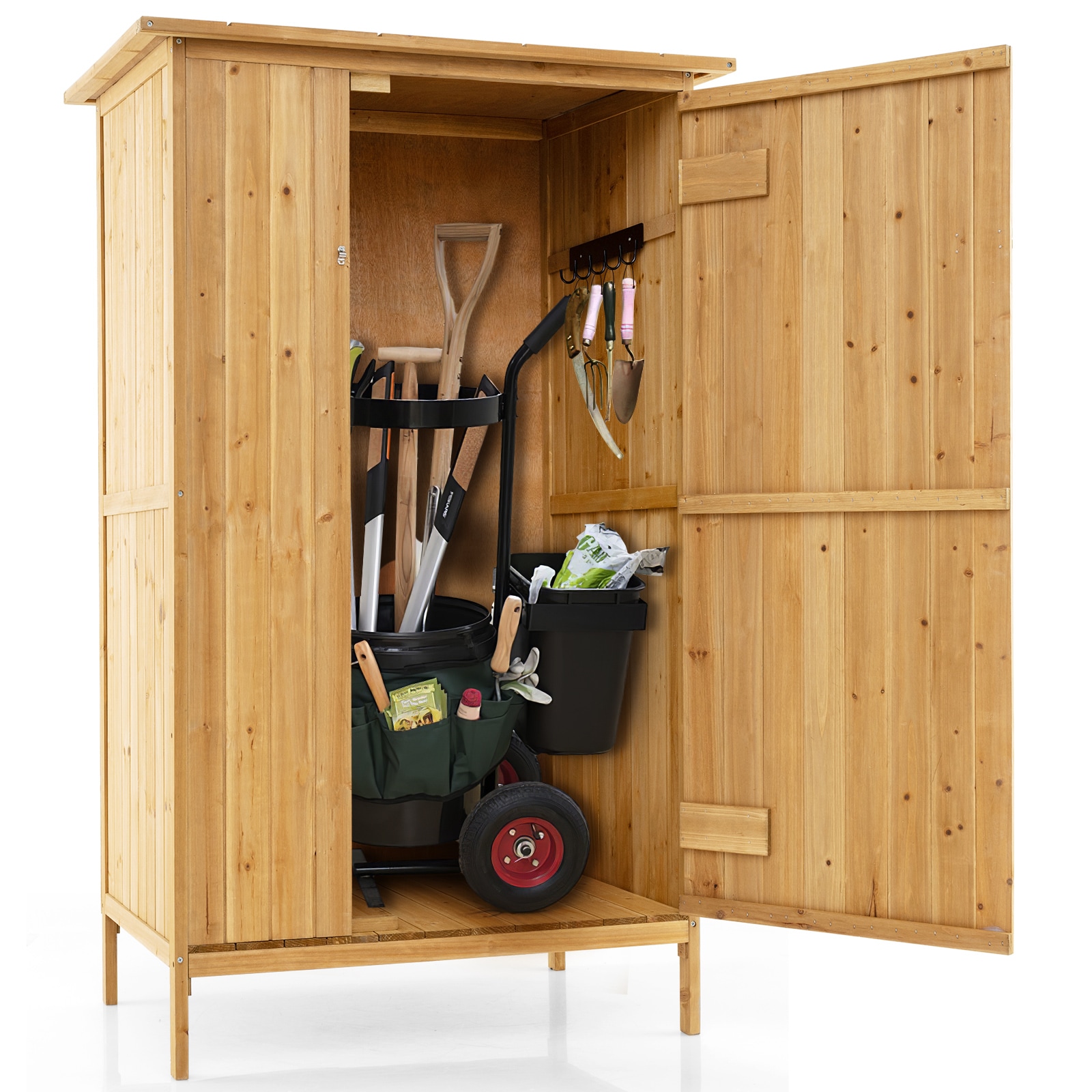 WELLFOR TWSG025-GR Outdoor Storage Wooden Tool Shed 2-ft x 3-ft Lean-to Style Wood Outdoor Storage Shed with 1 Doors