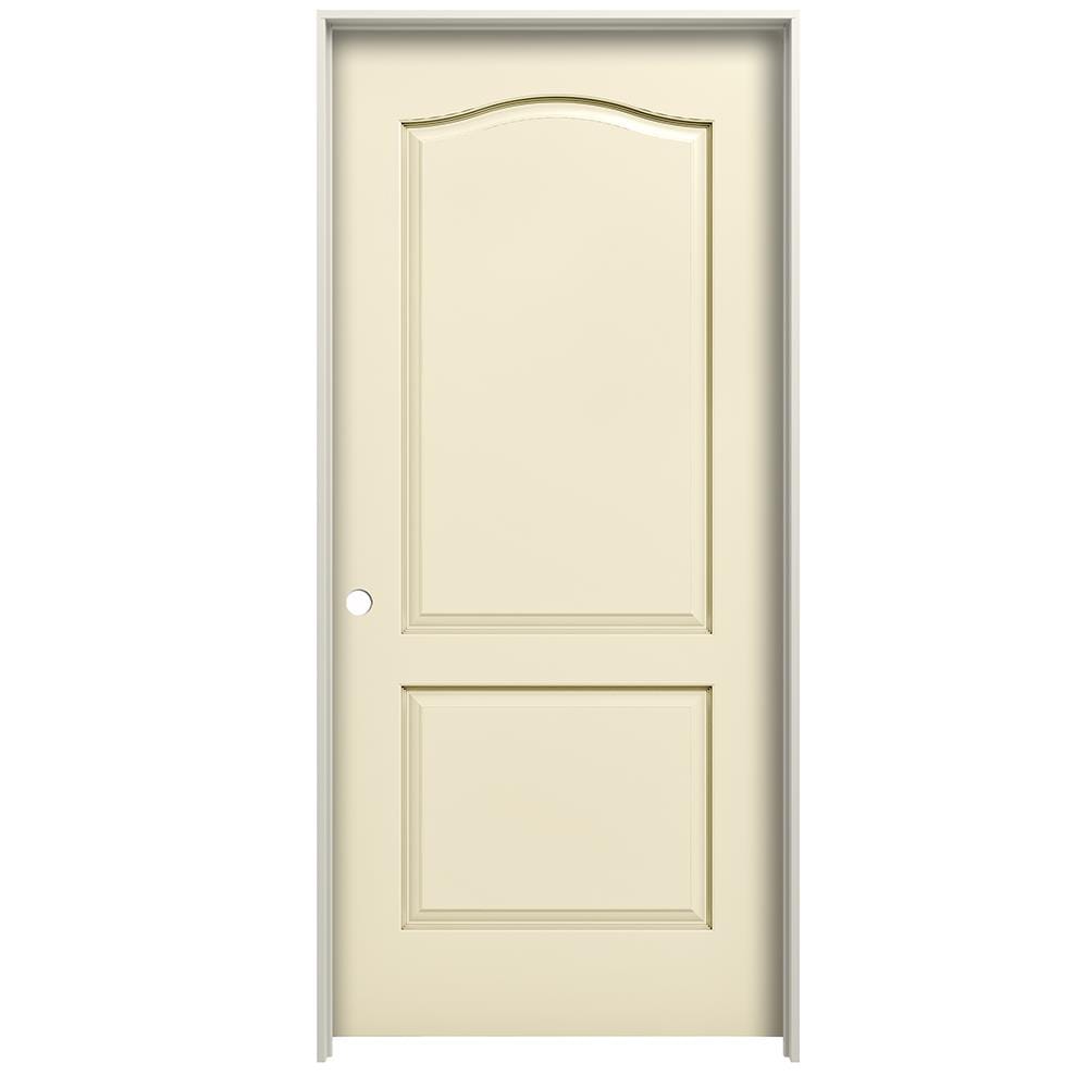 RELIABILT 28-in x 80-in Cream-n-sugar Hollow Core 2-panel Arch Top Right Hand Textured Prefinished Molded Composite Flat Jamb Single Prehung Interior -  LO1001394