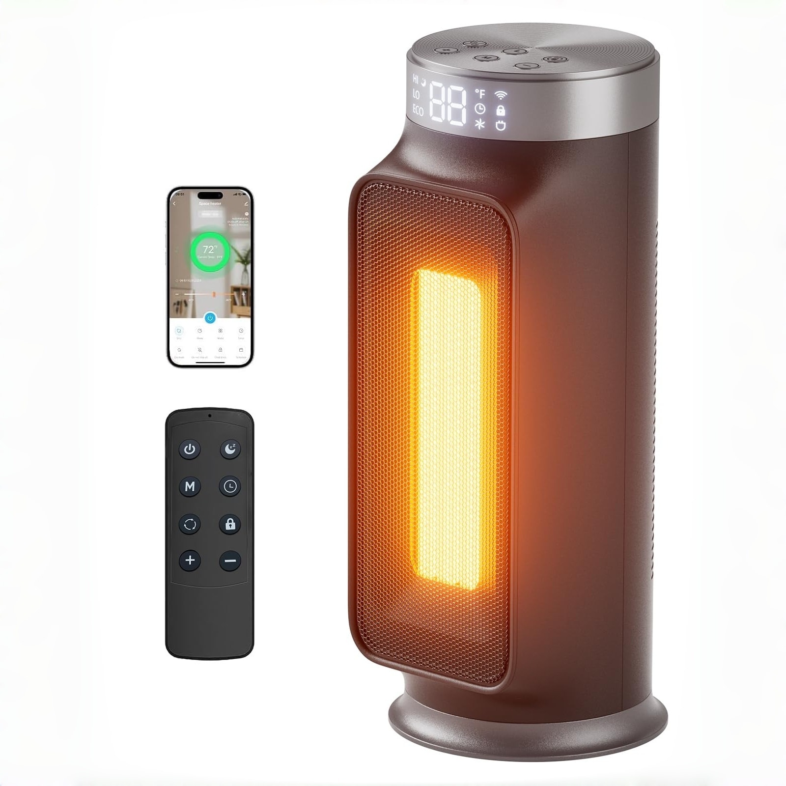 EdenDirect - 1500 -Watt Utility Fan Tower Indoor Electric Space Heater with Thermostat with Remote