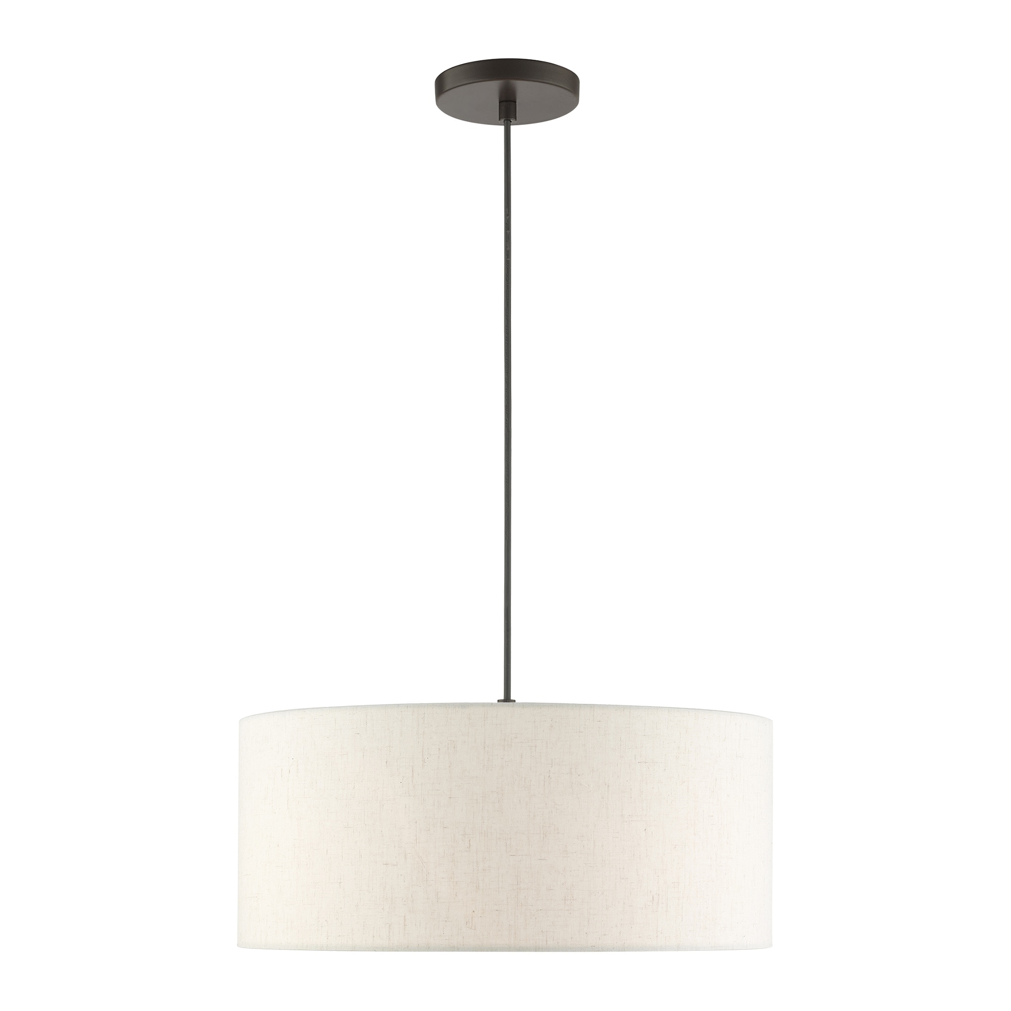 Meadow 3-Light English Bronze Drum Pendant with Oatmeal Shade