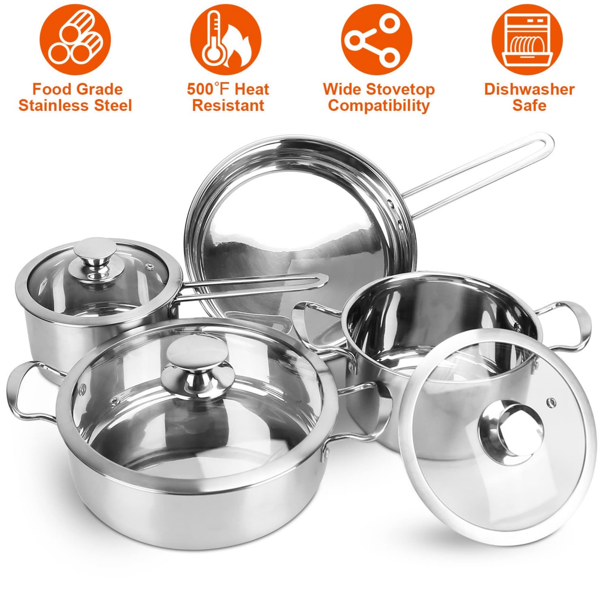 Wudkey Stainless Steel Cookware Set of 4