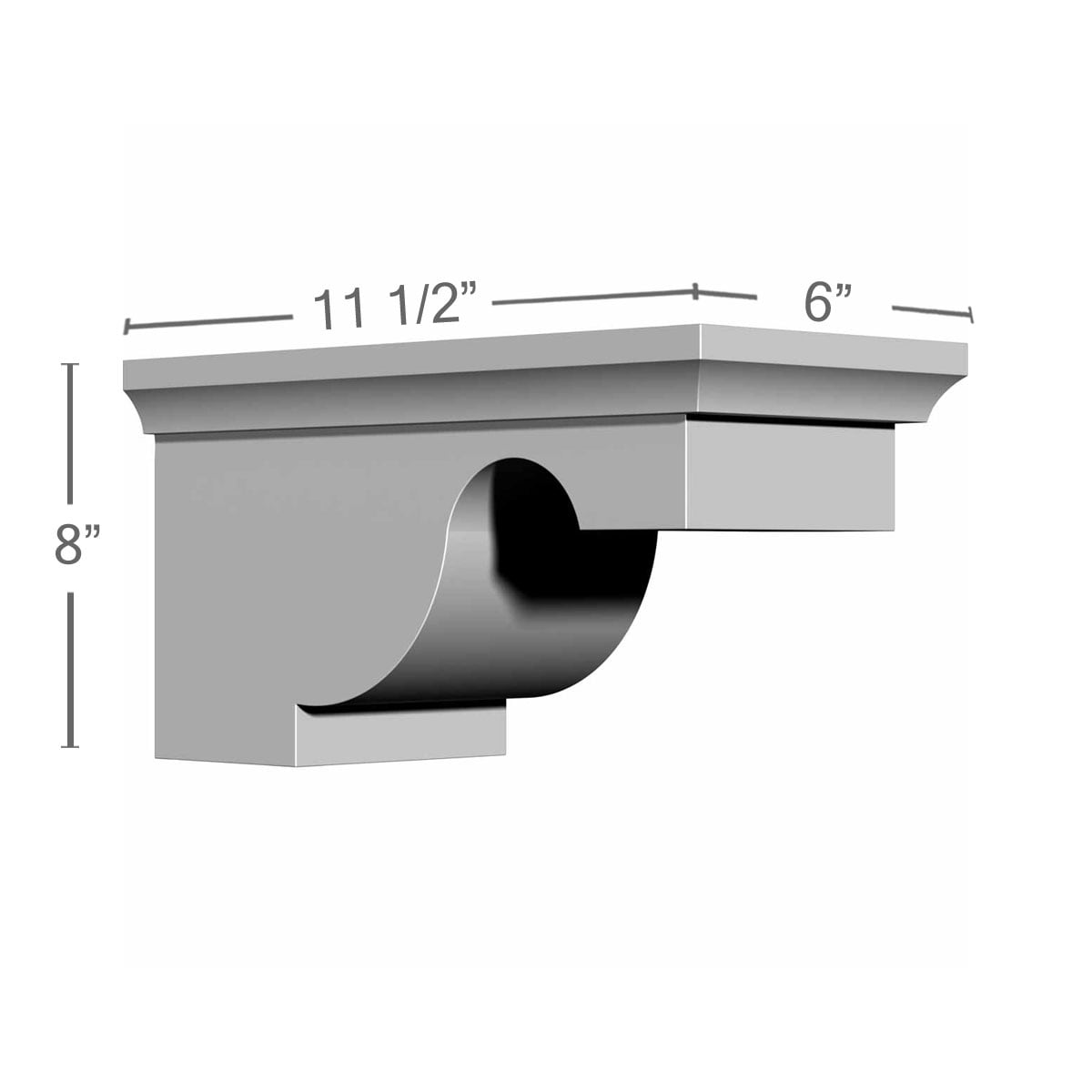 Ekena Millwork BKT08X11X06DU Exterior-Brackets-Braces - View #2