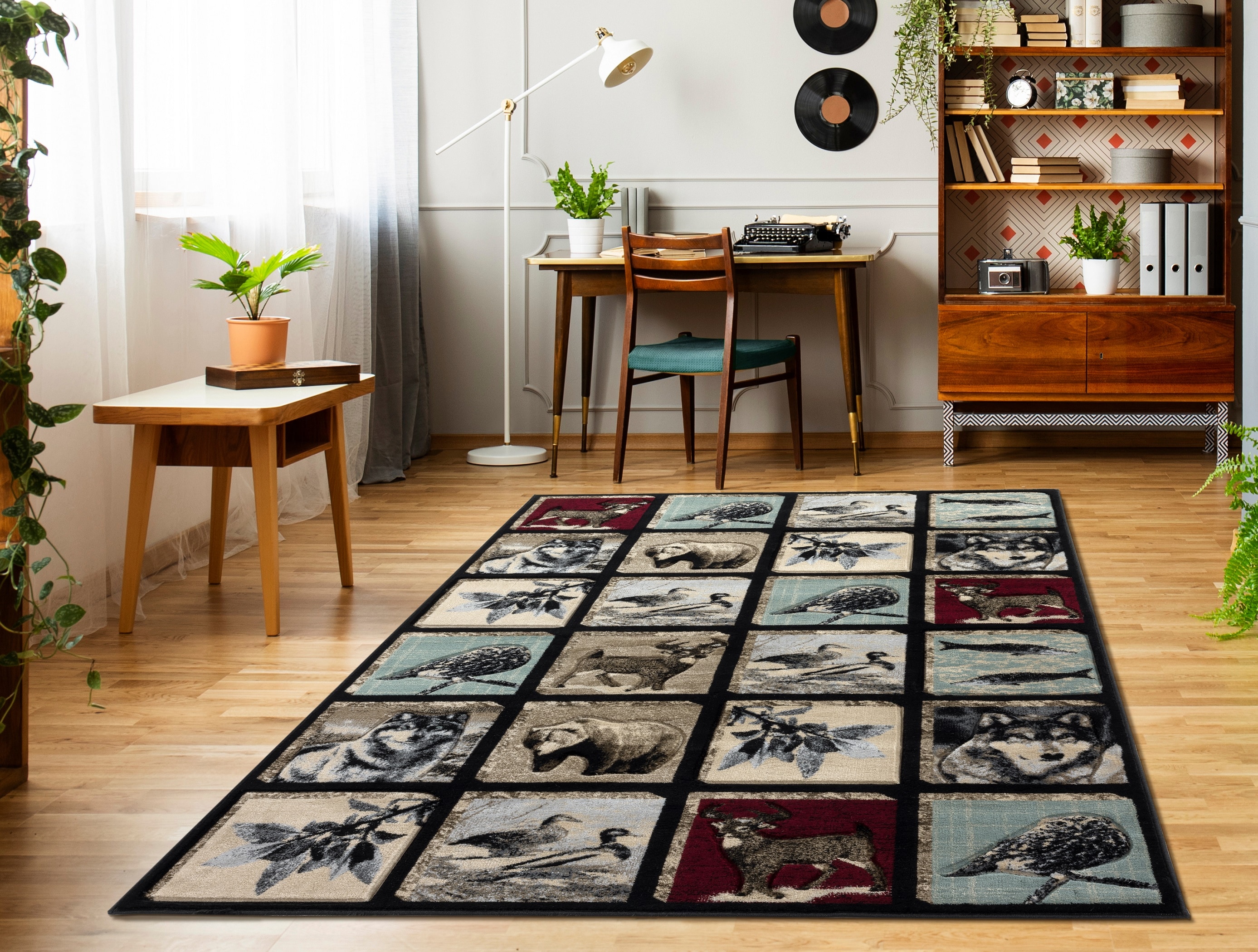 MDA Rugs WL2146 Wildlife 4 x 6 (ft) Polypropylene Black/Beige Rectangular Indoor Animal print Area rug