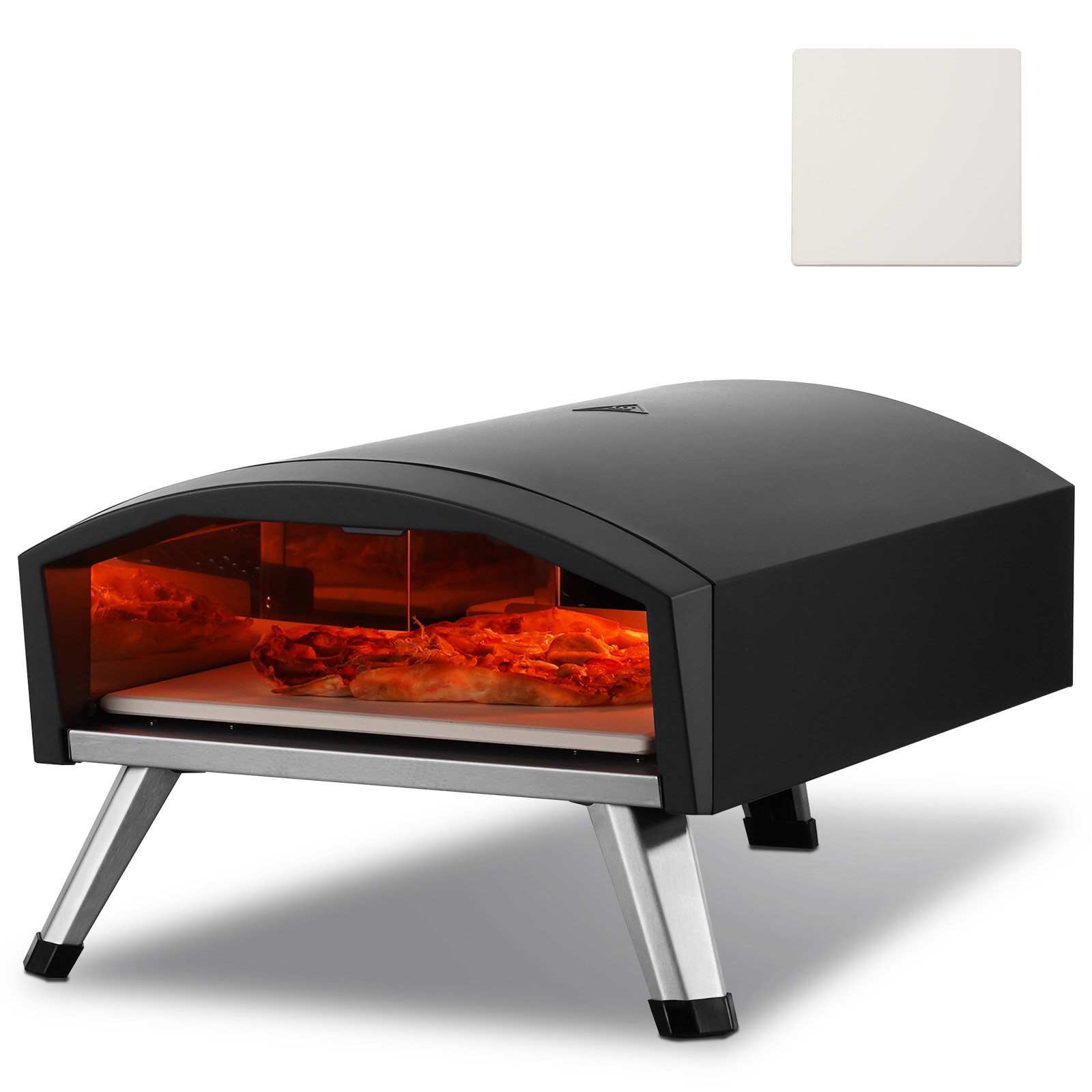 VEVOR SCBXPSLWPTWX07392V0 Outdoor Pizza Oven 12 -IN Gas Fired Pizza Maker Portable Outside Pizza Grill with Thickened Cordierite Pizza Stone Waterproof Cover Iron Spray Gas Oven with Foldable Leg for Camping and Backyard
