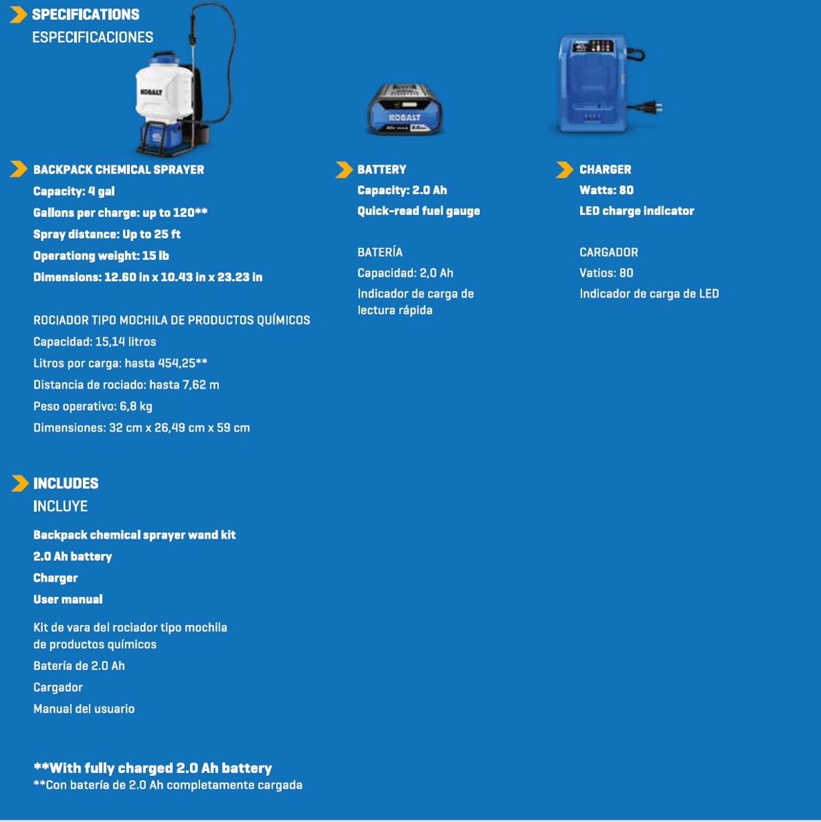 Kobalt 4-Gallon 40-volt Battery Operated Plastic Backpack Sprayer