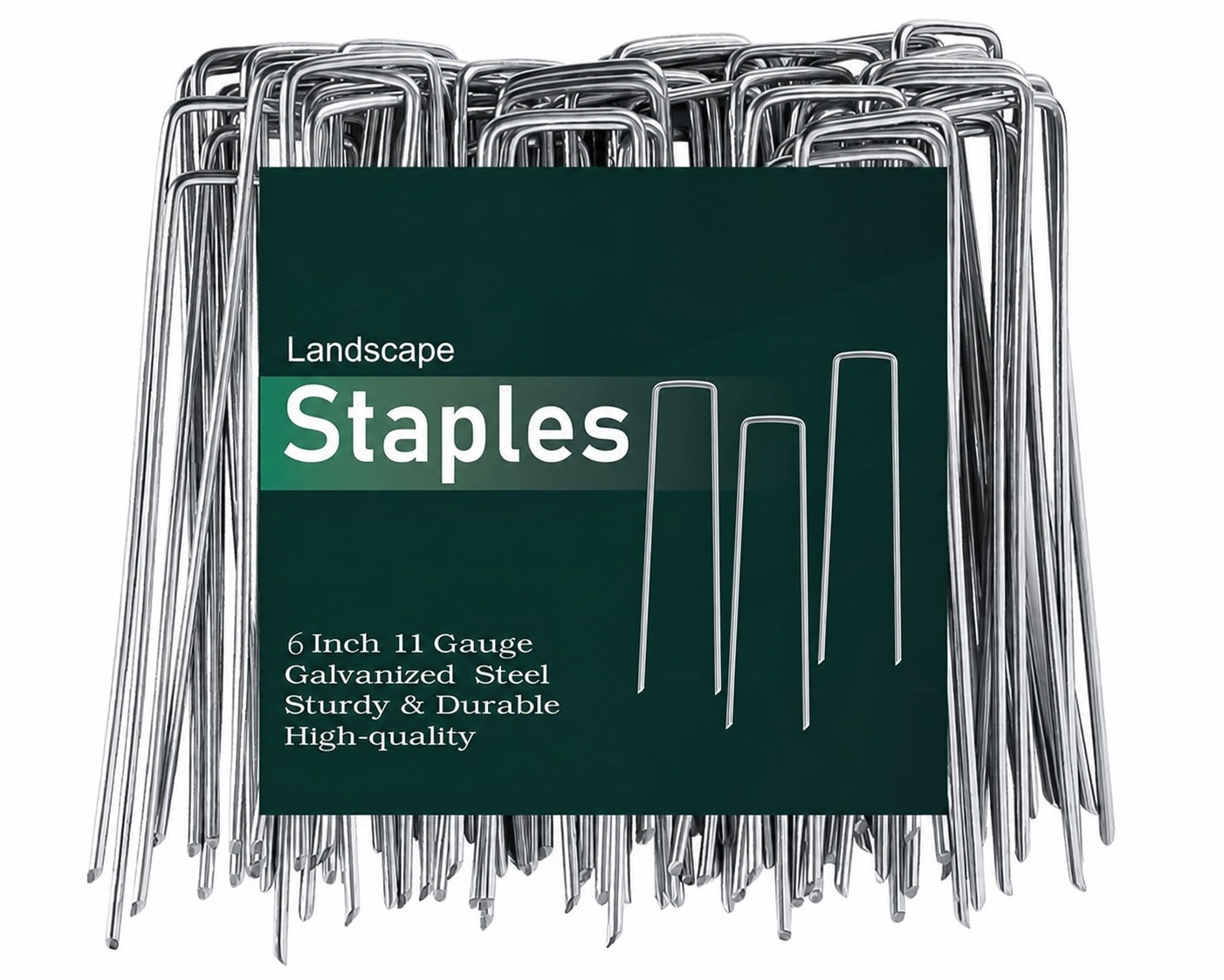 Phewnyzo  6 Inch Galvanized Steel Landscape Staples 500 pack Heavy Duty Garden Stakes 11 Gauge for Weed Barrier Fabric SOD Pins Plant Cover Yard