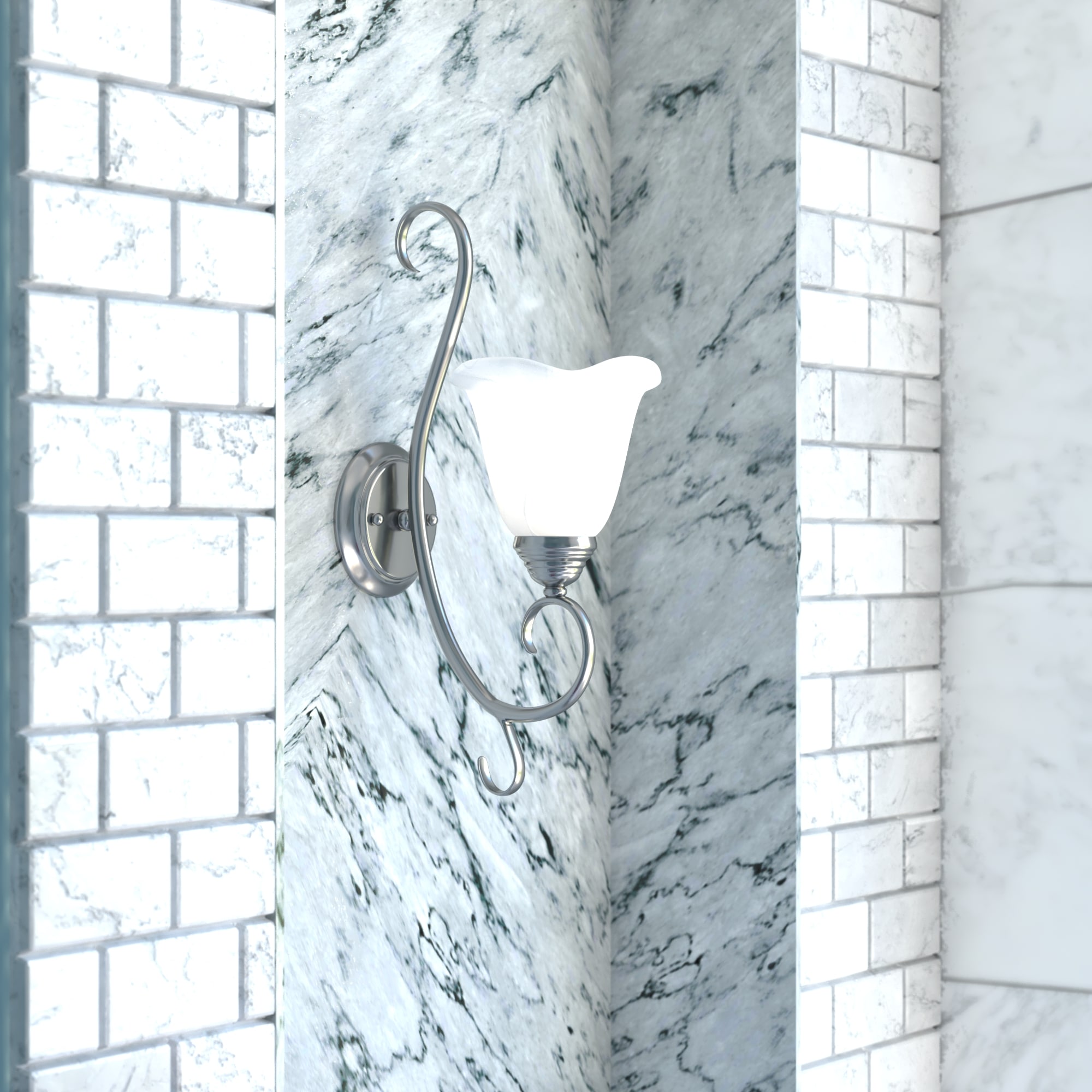 Bella Brushed Nickel Vanity Light with Alabaster Glass Shade