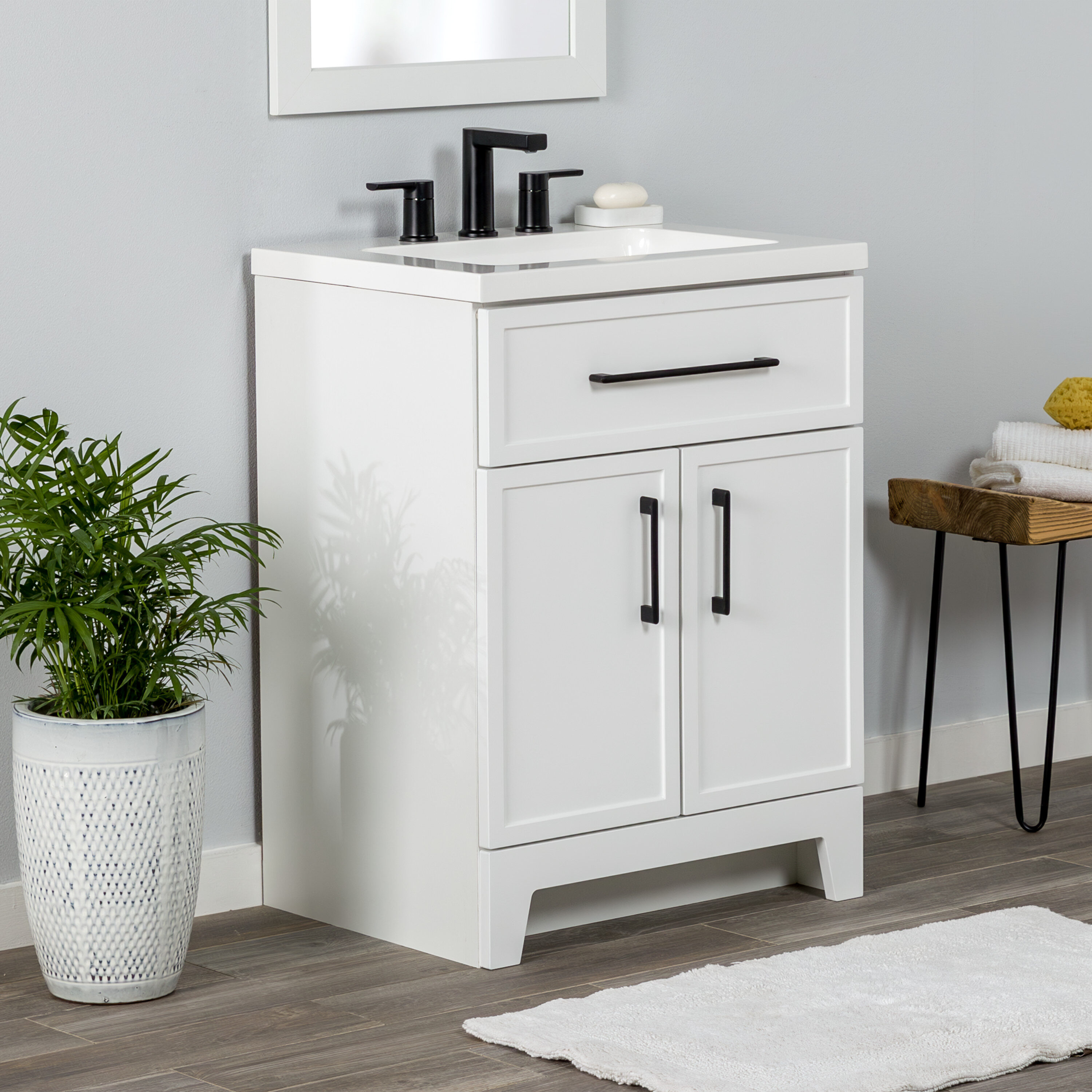 Style Selections Potter 24-in White Single Sink Bathroom Vanity with ...