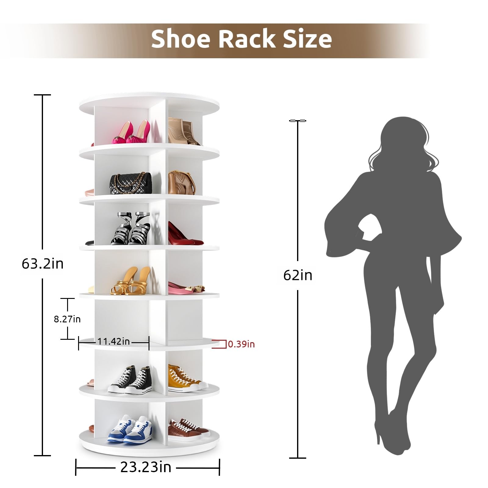 Justincity 7 Tier Rotating Shoe Rack Tower 360 Degree Spinning Shoes ...