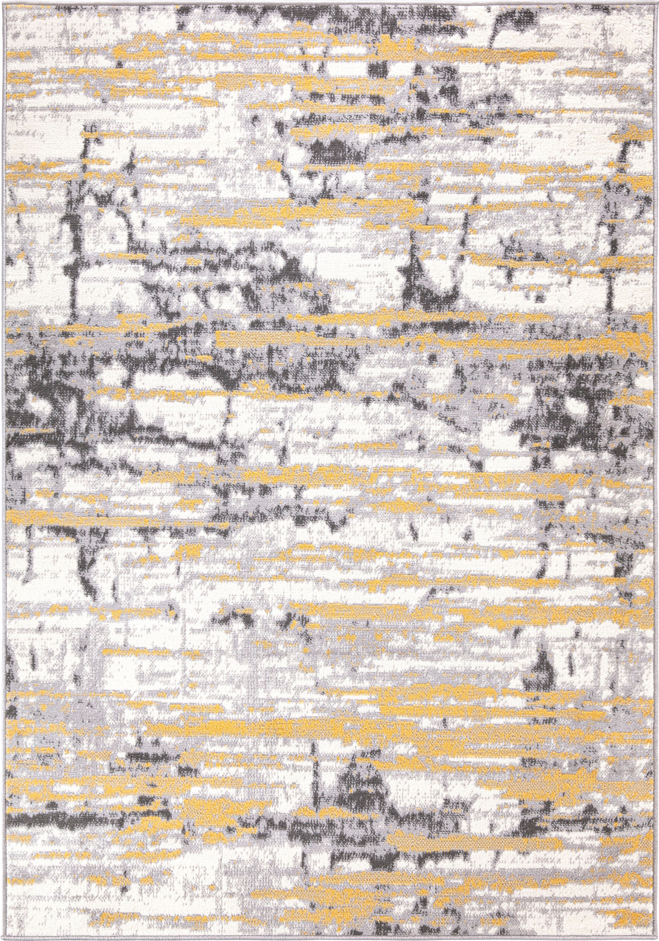 Yellow and Gray Abstract 8' x 10' Synthetic Area Rug
