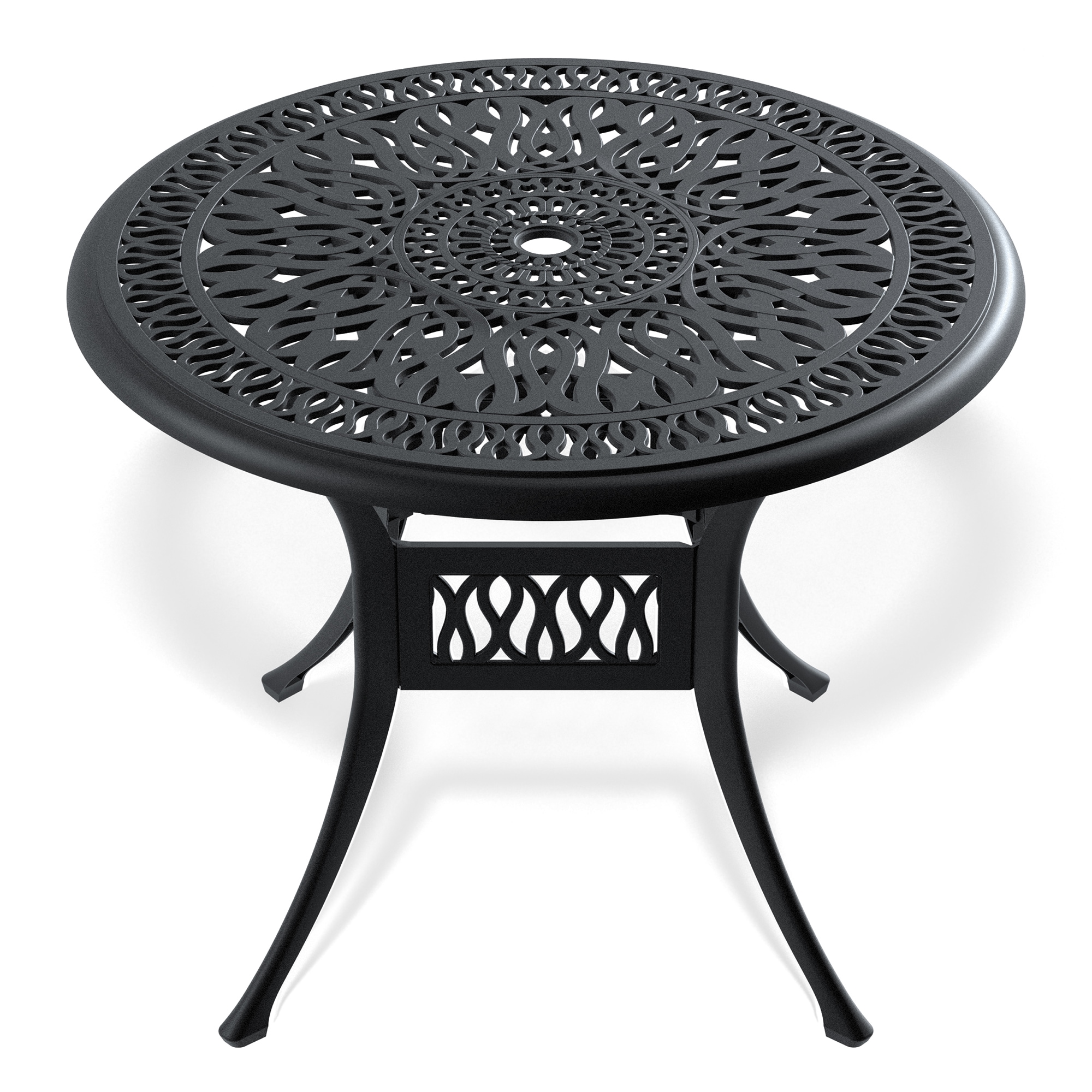 EXTRAUP YHLW171084475 35.43-in Black Cast aluminum Round Folding Picnic Table