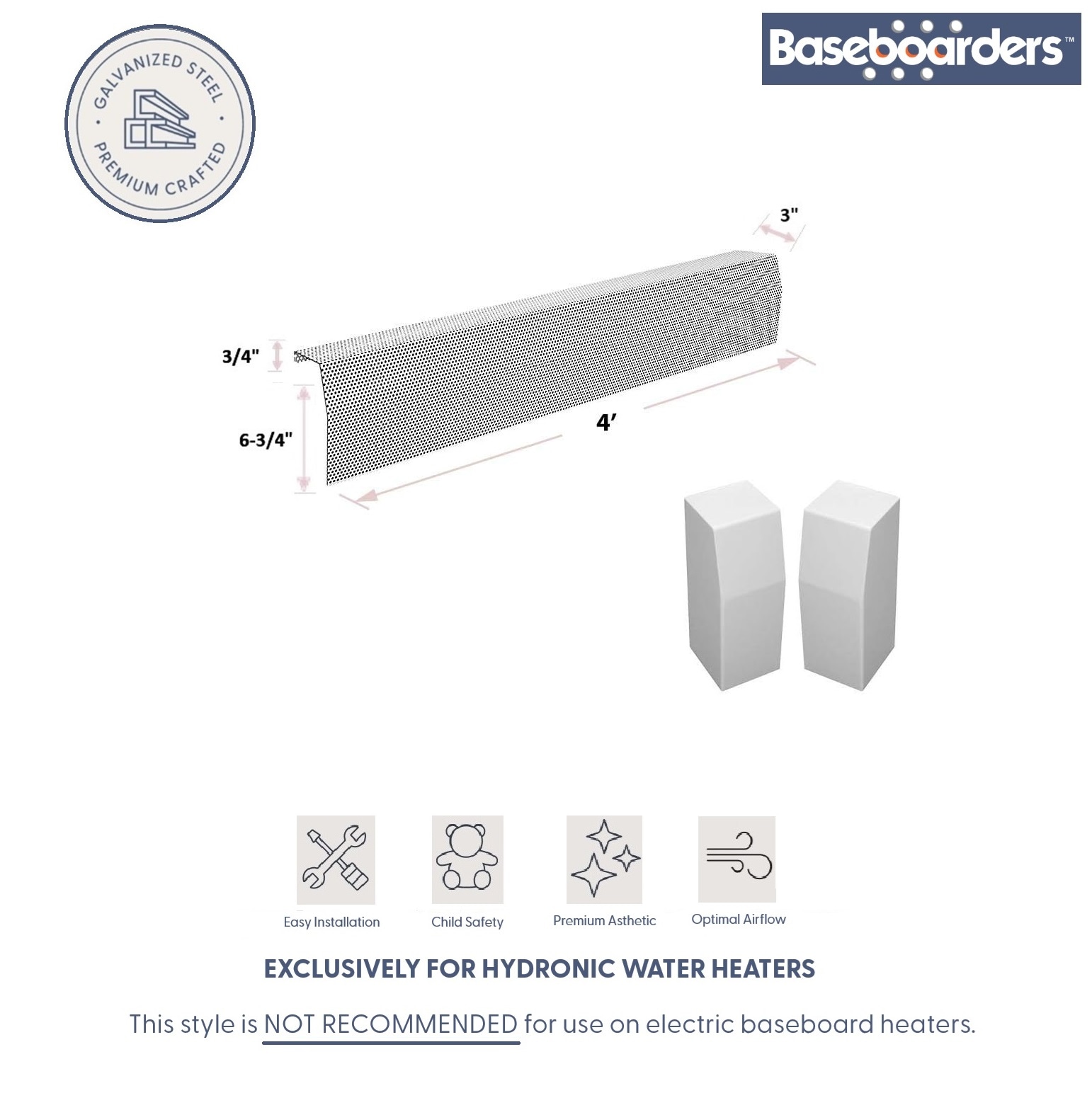 Baseboarders BB001-48-SET-WH Baseboard-Heater-Covers - View #2
