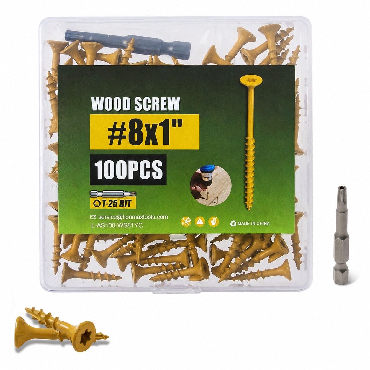 KIWDZFU  Wood Screws One Inch Deck Screws Number Eight by One Hundred Pieces Rust Resistant Epoxy Coated Exterior Wood Screws Outdoor Decking