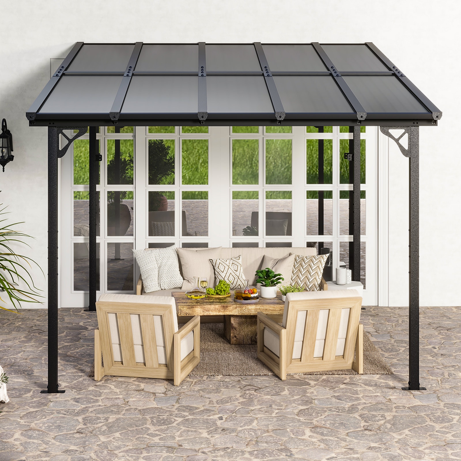 Bapipro BPPG31G36 Pergola 10-ft W x 10-ft L x 8-ft 1-in H Gray Metal Freestanding Pergola