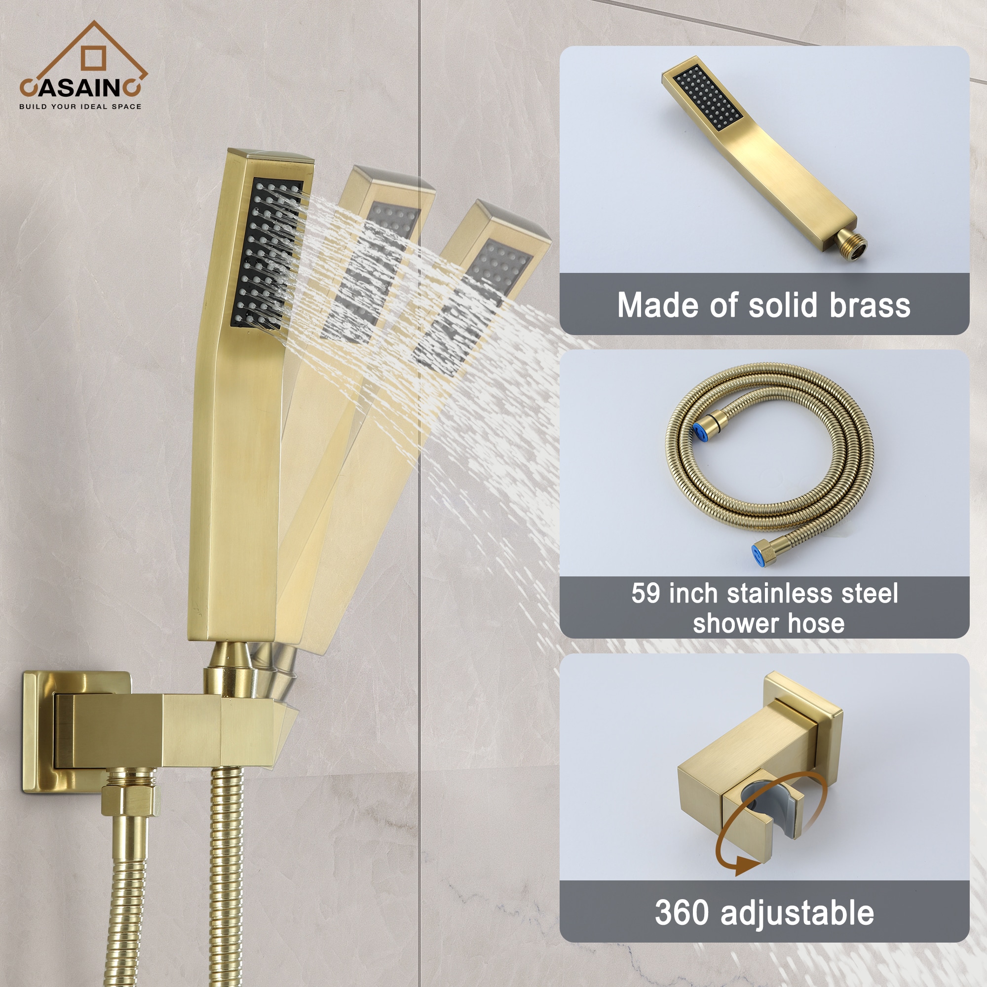 CASAINC CS3502-10BG Showerhead-Bar-Panels - View #9