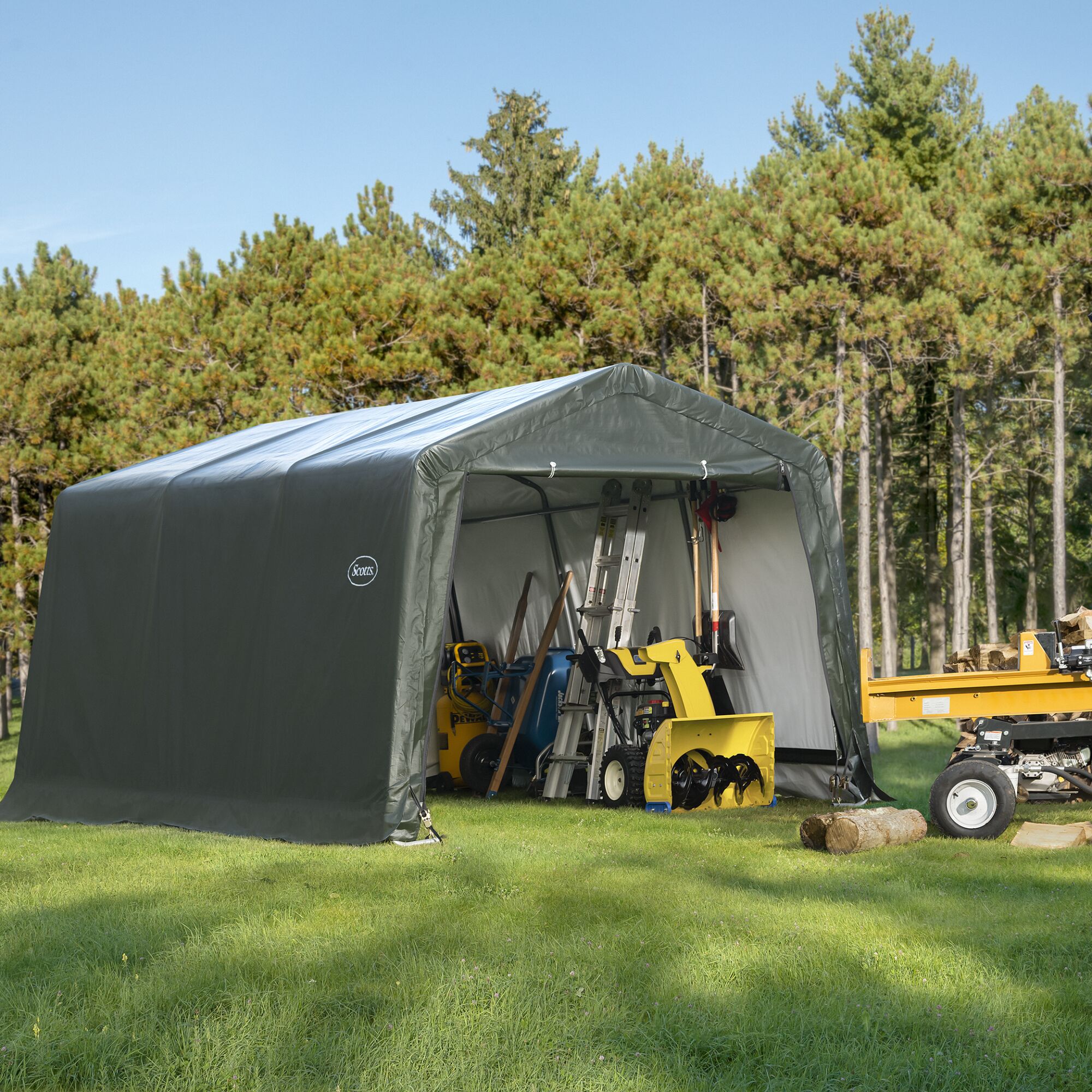 Scotts 10' x 15' Green Steel Frame Storage Shed