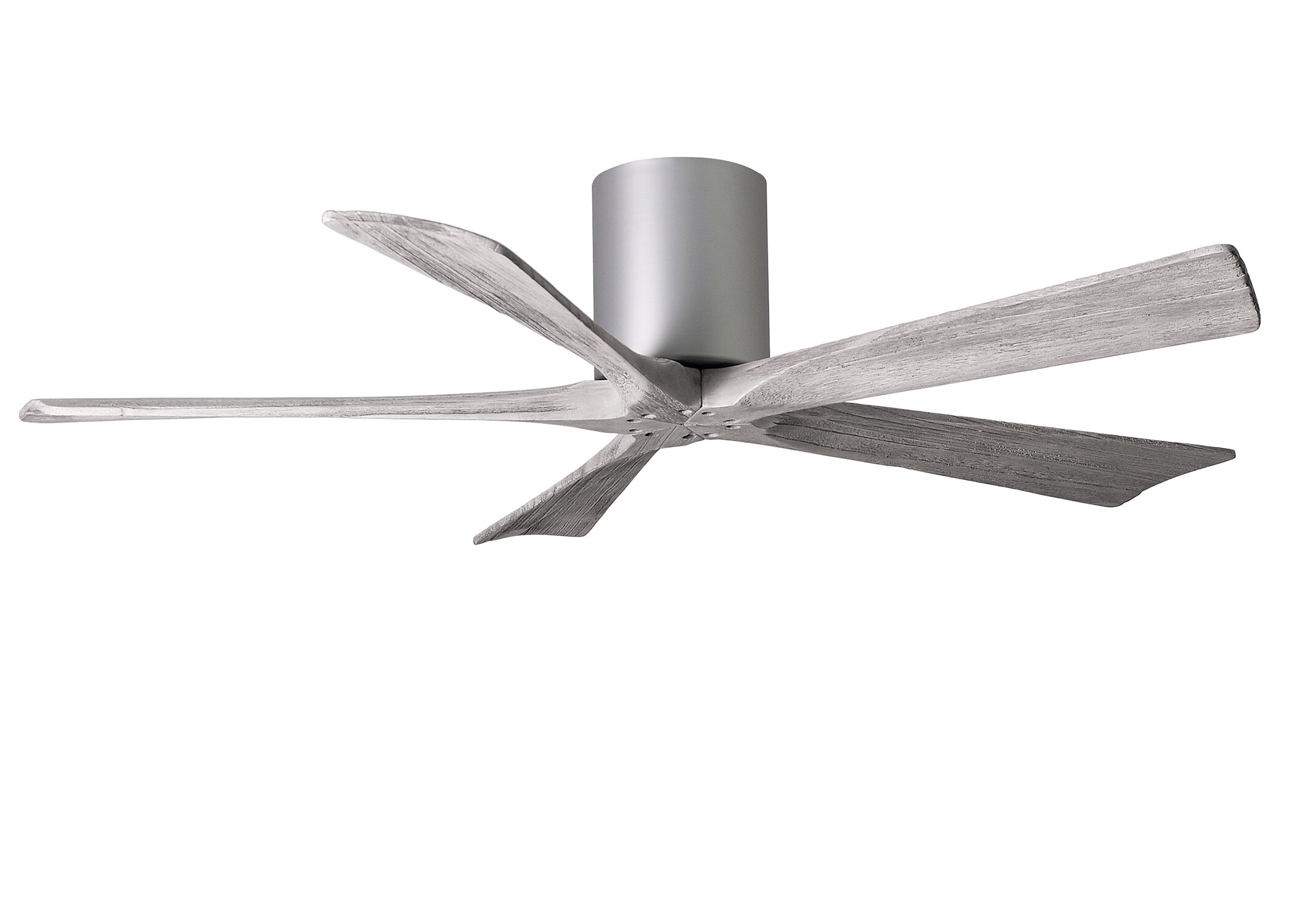 Matthews Fan Company Irene-H 52-in Brushed Nickel with Barn Wood Tone Blades Indoor/Outdoor Flush Mount Ceiling Fan and Remote (5-Blade) -  IR5H-BN-BW-52