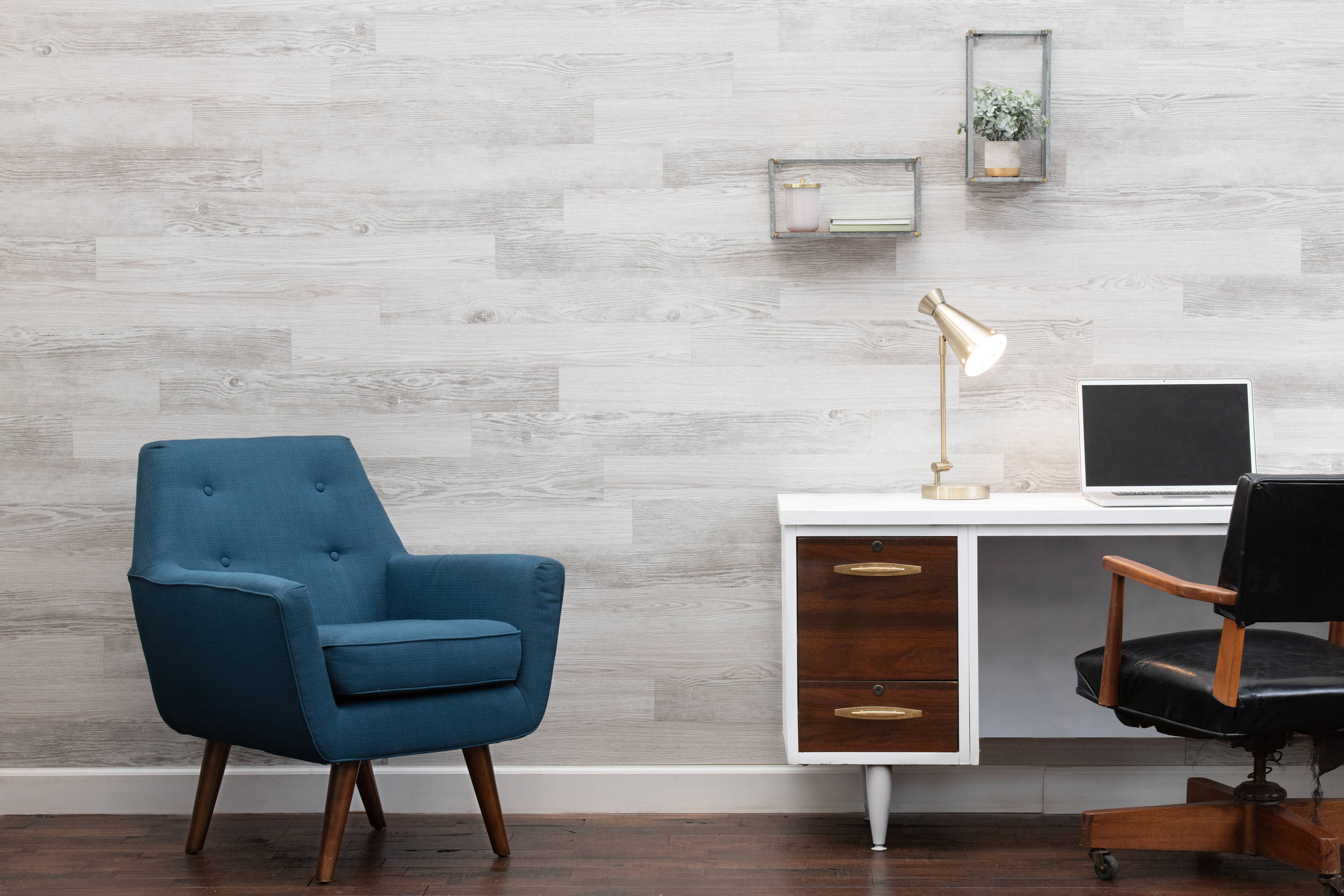 White Wash Narrow Peel and Stick Vinyl Wall Planks