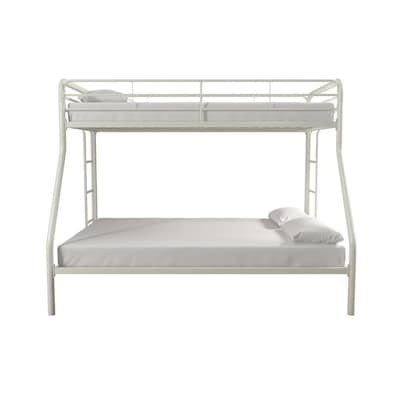 Dhp Cindy White Twin Over Full Bunk Bed, Metal Twin Over Full Bunk Bed With Stairs