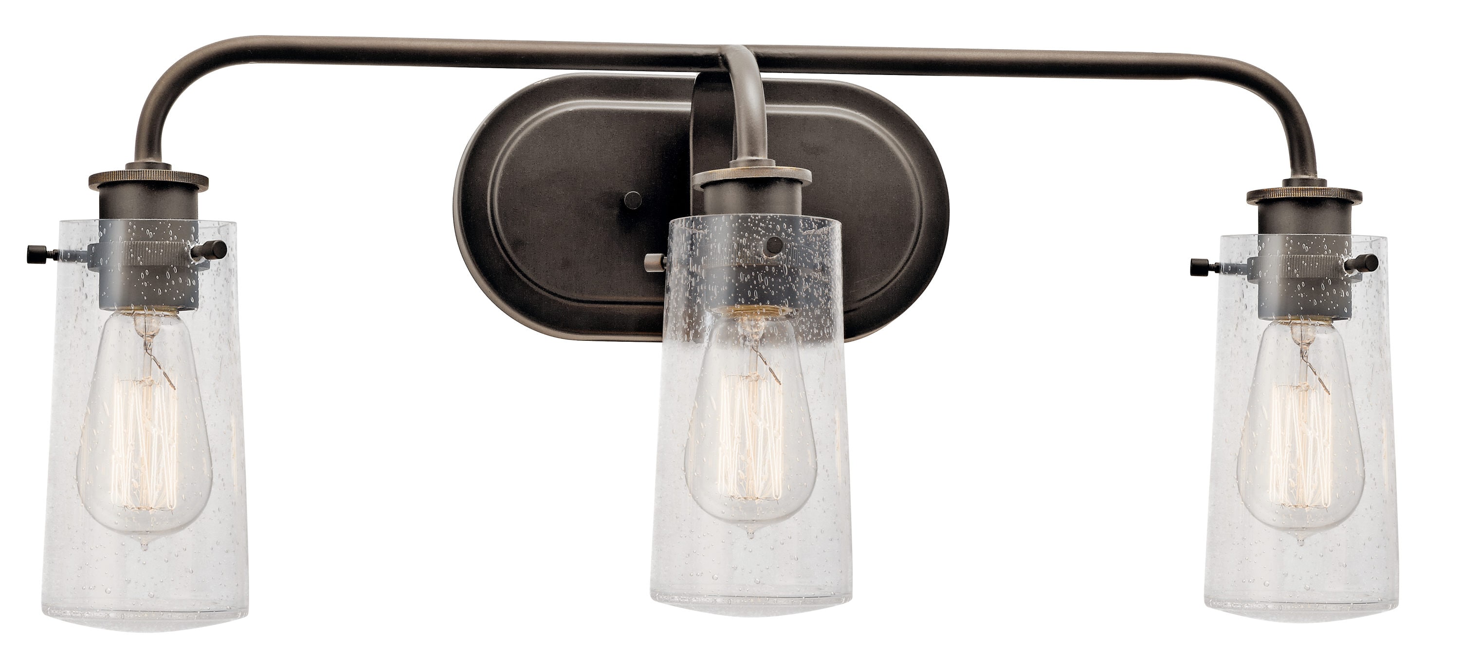 Kichler 45459OZ Braelyn 24-in 3 -Light Bronze Farmhouse Vanity light