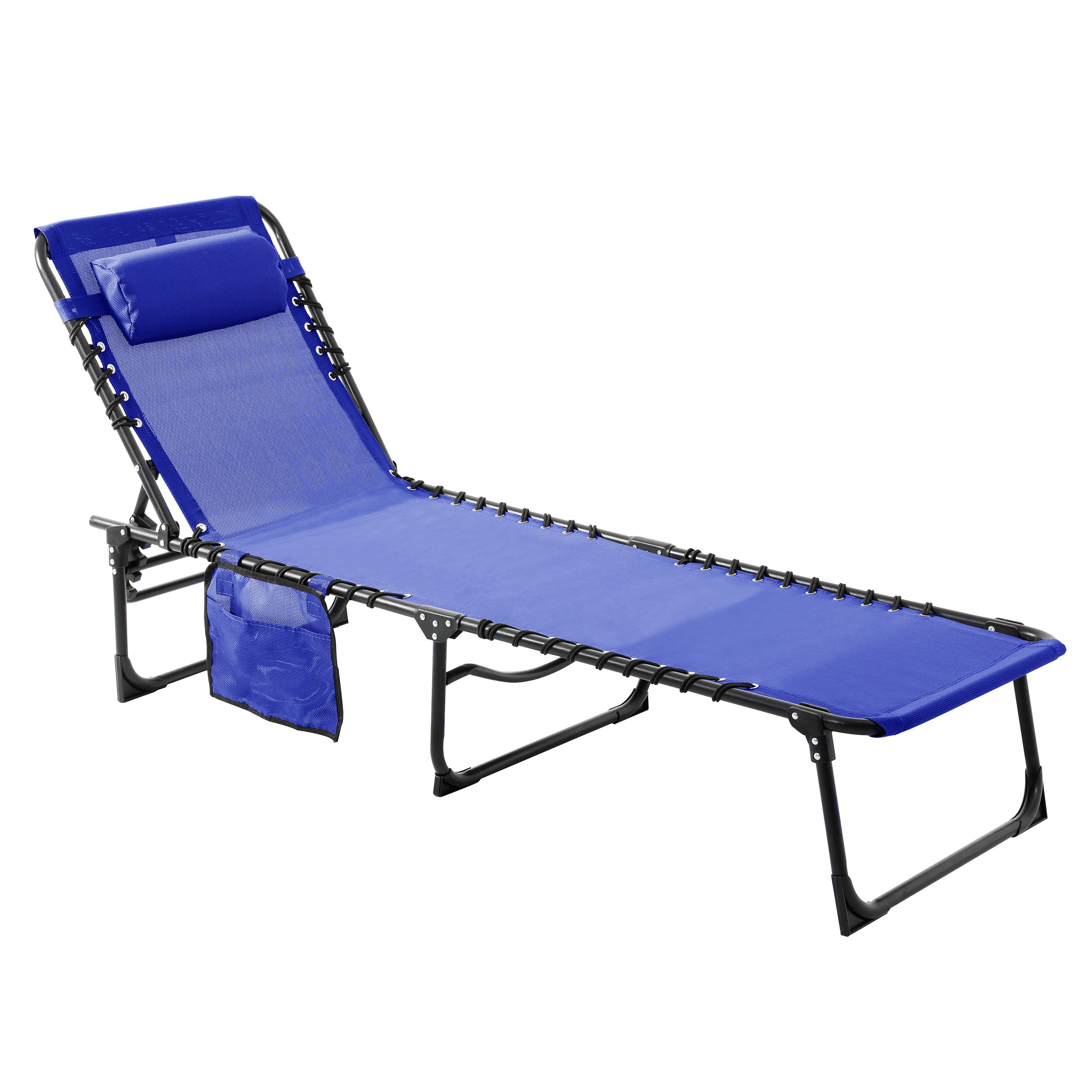 Veikous Outdoor Chaise Lounge Chair 4-Fold For Patio With Detachable Pocket  And Pillow, Blue In The Patio Chairs Department At Lowes.Com