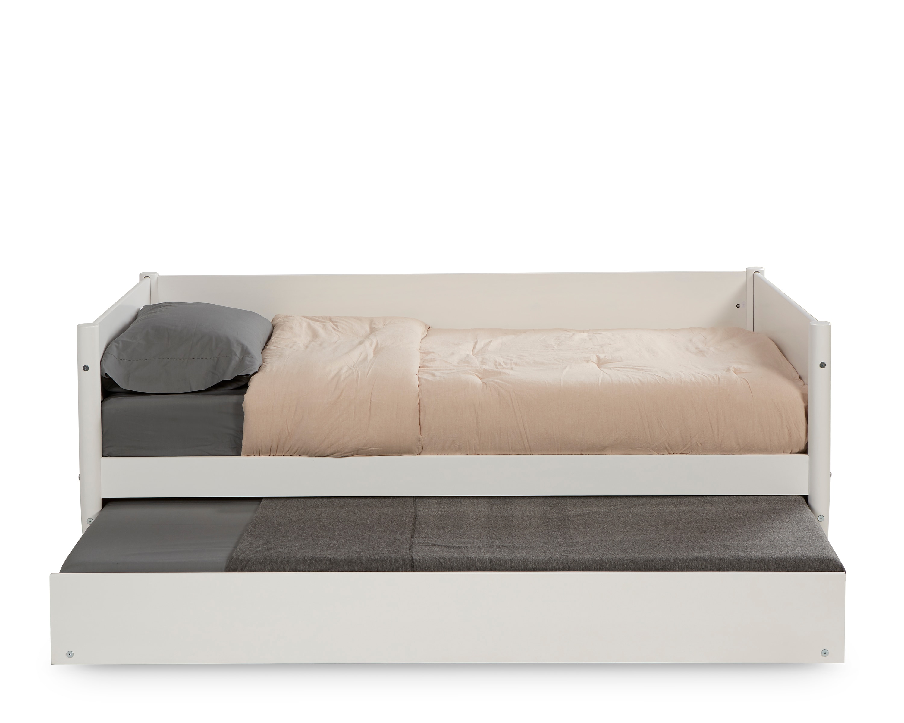 White Twin Wood Daybed with Trundle and Slats