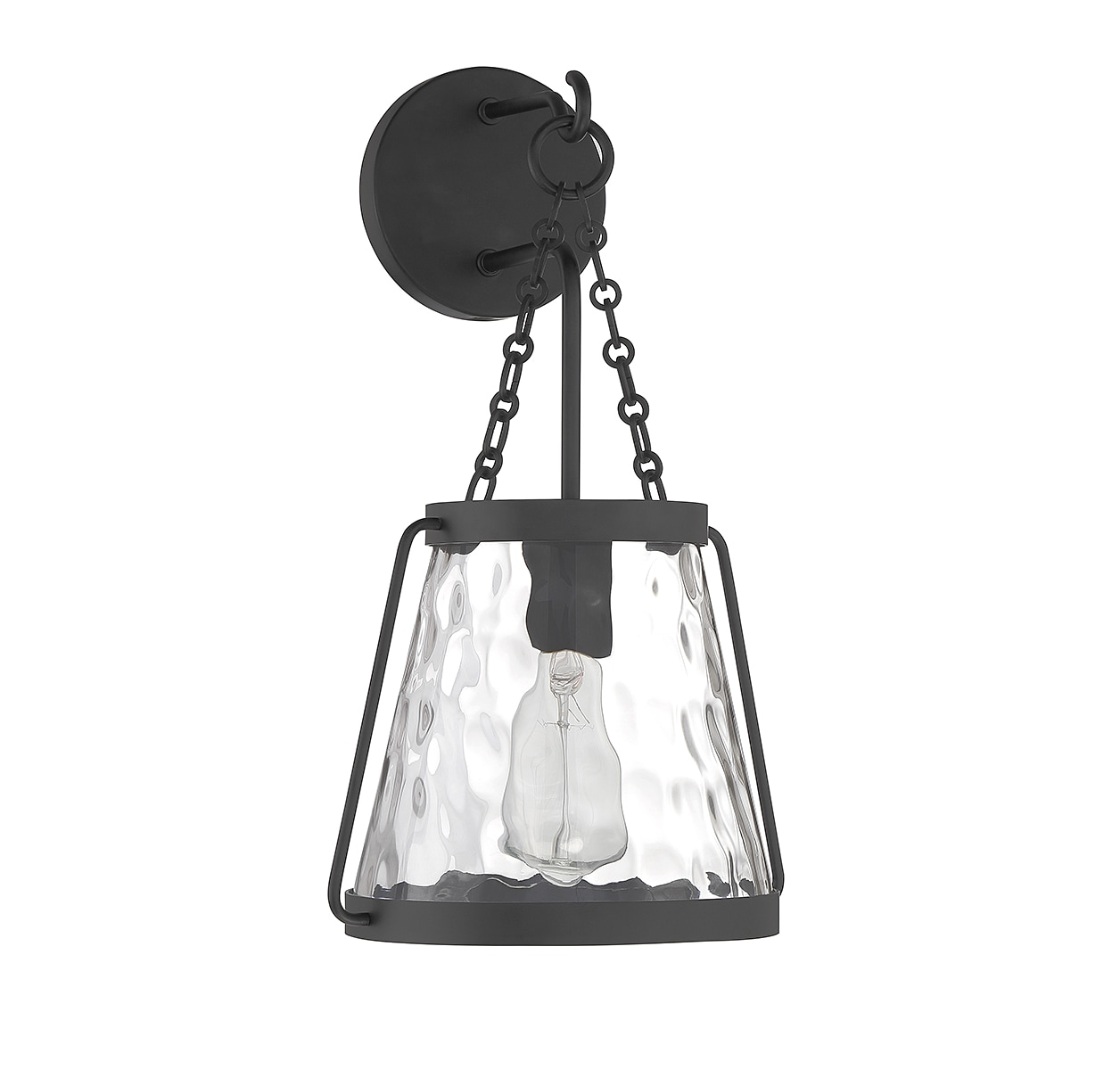 Matte Black Glass Shade Dimmable Wall Sconce