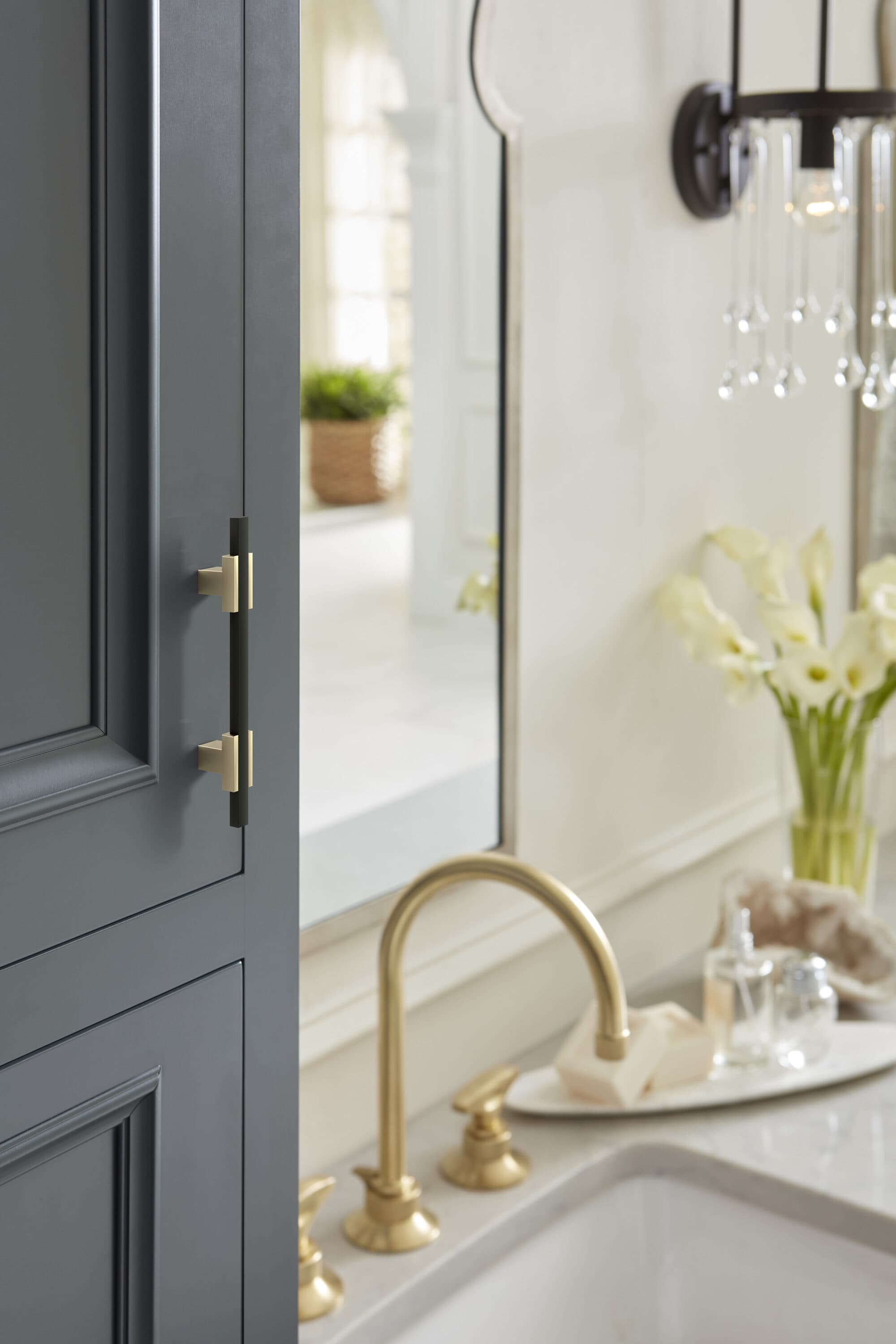 Amerock 3-3/4" Golden Champagne Matte Black Cabinet Pull