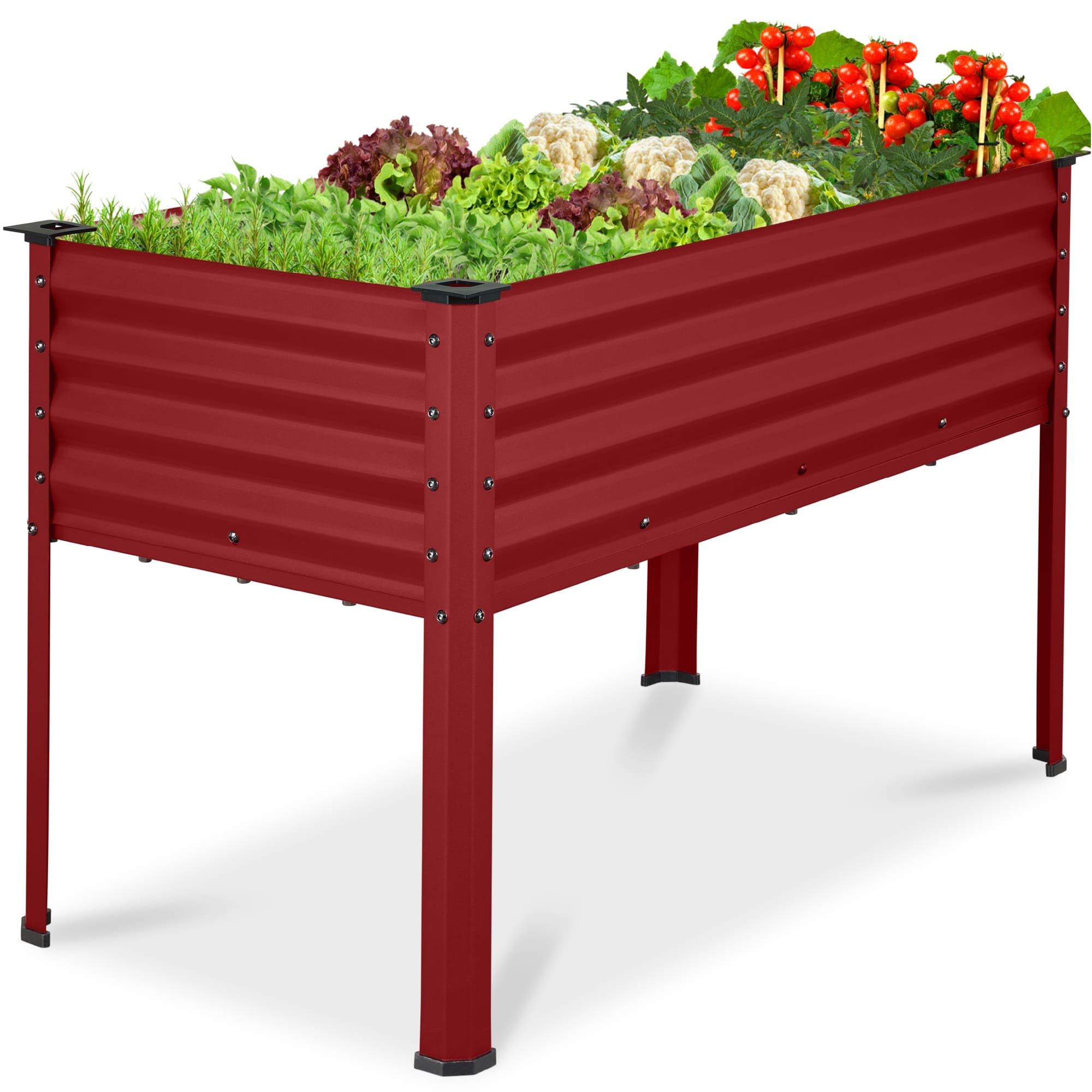 Best Choice Products 48x24x30in Elevated Galvanized Metal Garden Bed w/ Corner Protectors - Royal Red #SKY8711