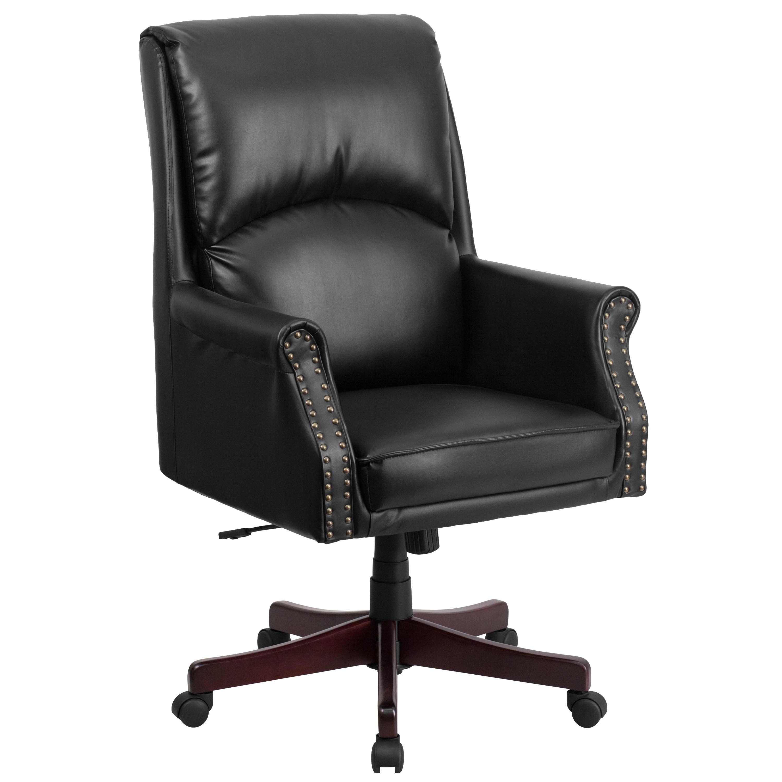 Flash Furniture 889142003175 Hansel Black Traditional Adjustable Height Swivel Faux Leather Executive Chair